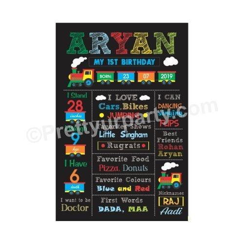 Train Theme Chalkboard Poster PERSONALISED Pretty UR Party