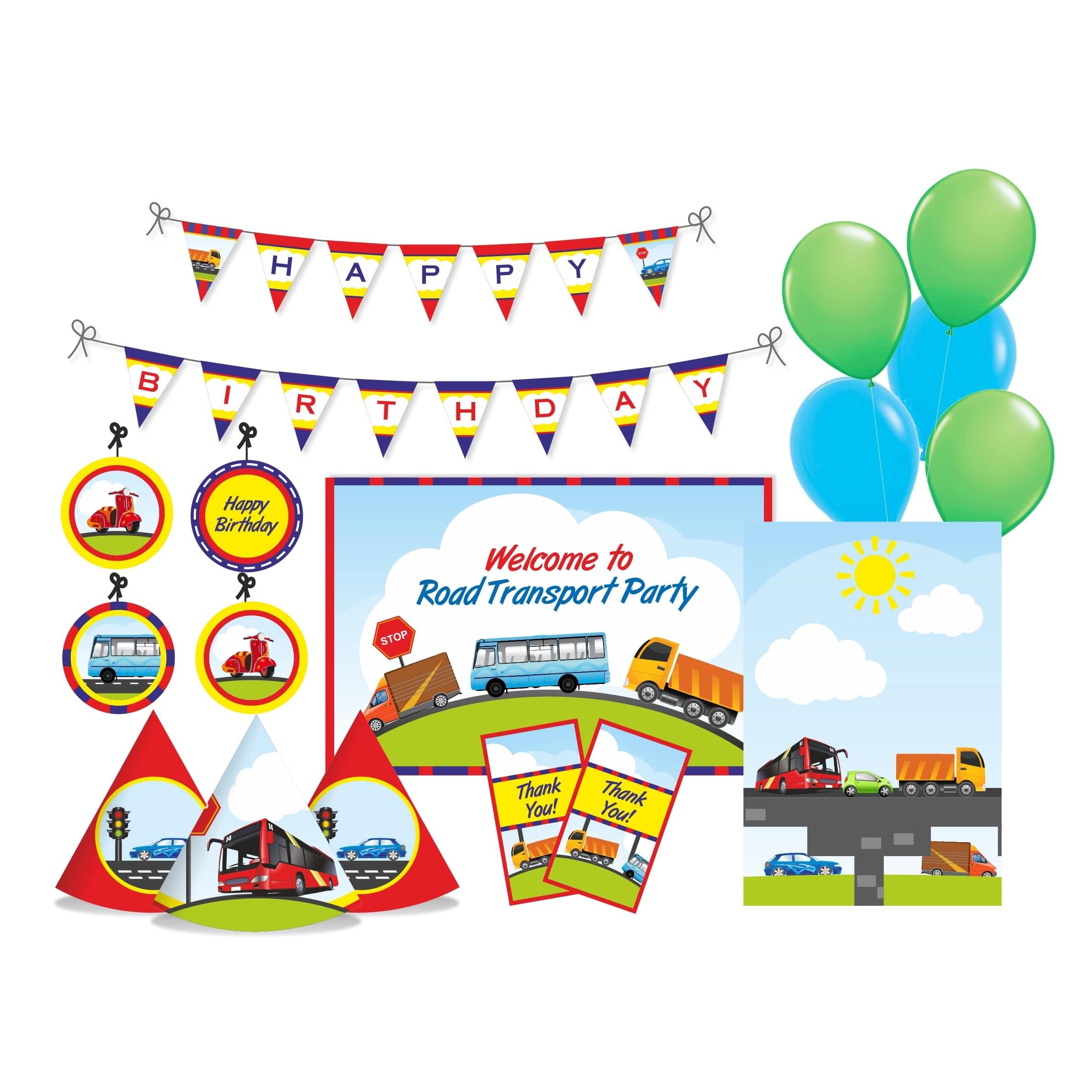 Transport Party Decorations Kit - 80 Pieces Combo Pack BIRTHDAYS Pretty UR Party