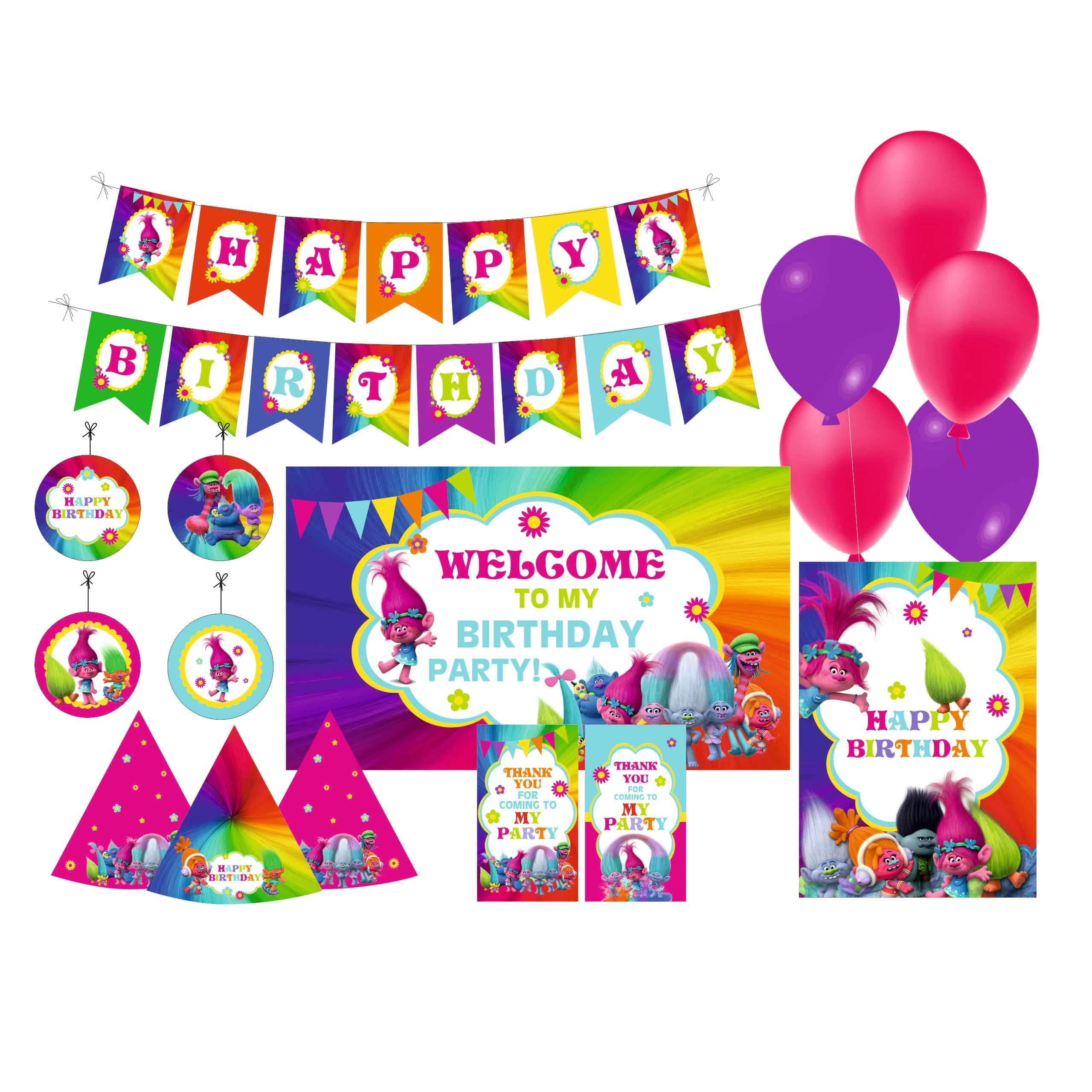 Trolls Party Decorations Kit - 80 Pieces Combo Pack BIRTHDAYS Pretty UR Party
