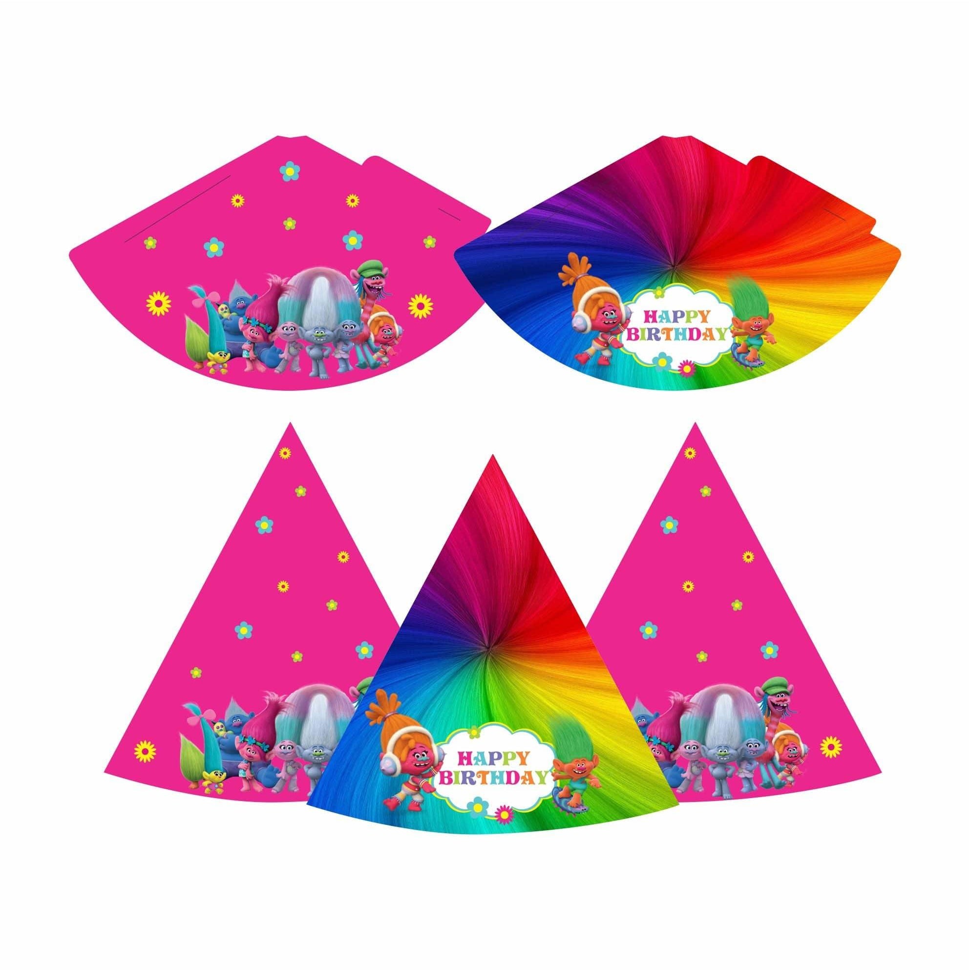 Trolls Theme Caps - Pack of 10 THEME PARTIES Pretty UR Party