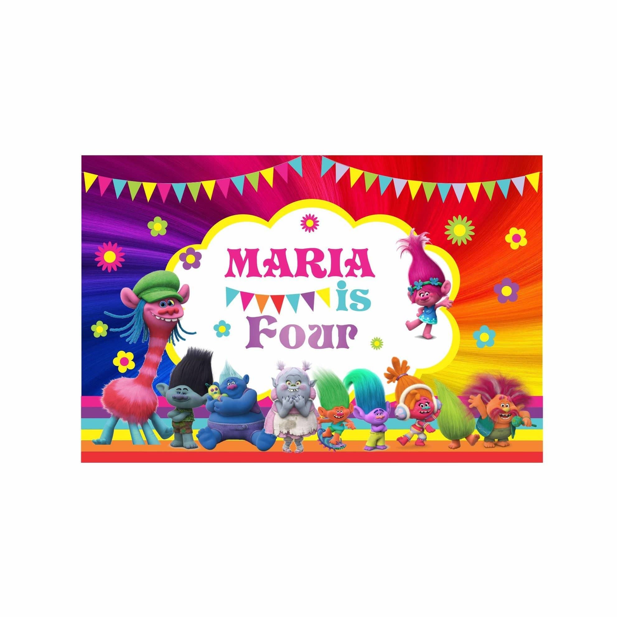 Trolls Theme Backdrop PERSONALISED Pretty UR Party