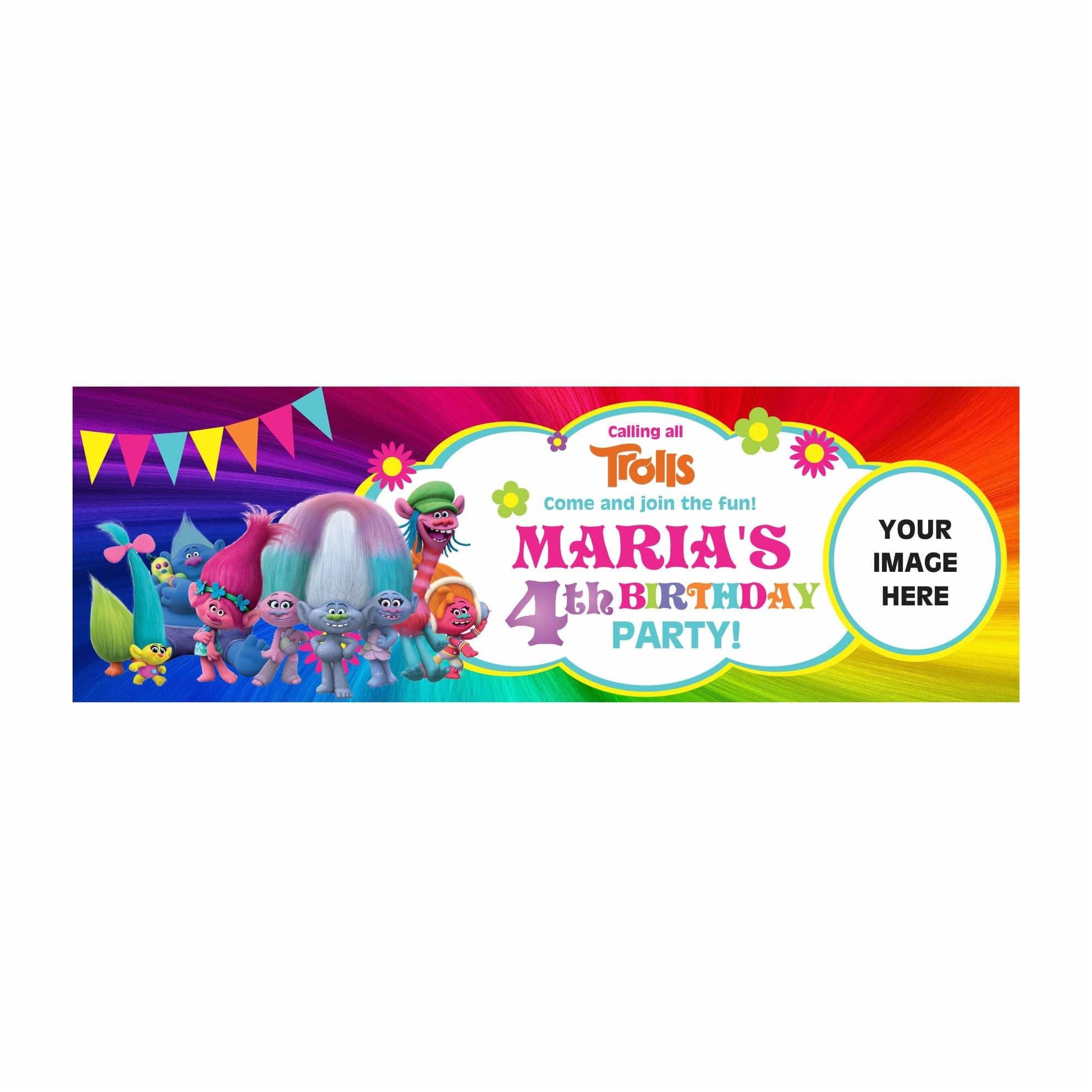 Personalized Trolls Theme Banner 30in ALL PARTY SUPPLIES Pretty UR Party