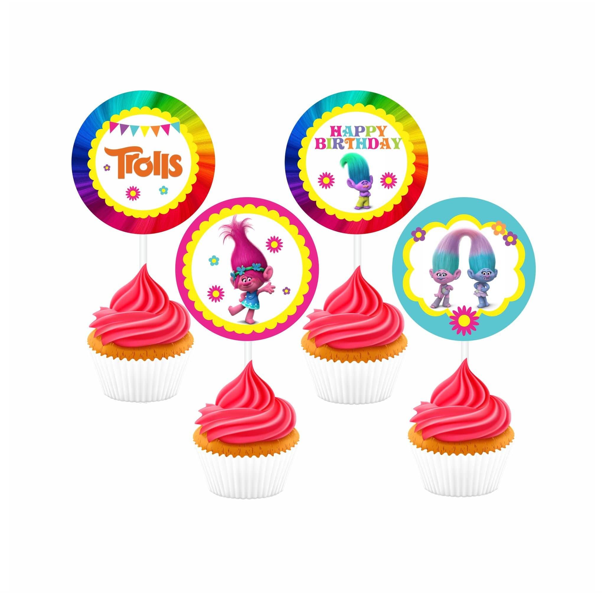 Trolls Theme Cupcake Toppers THEME PARTIES Pretty UR Party