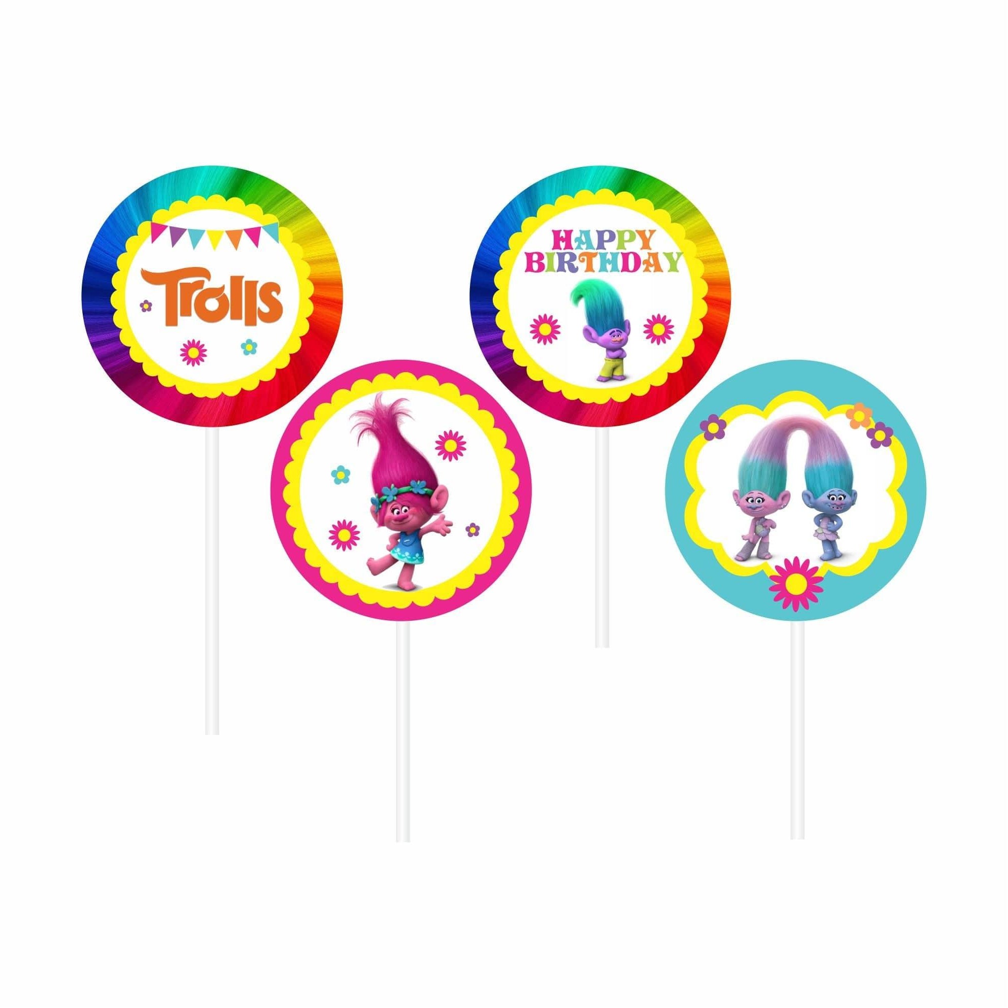 Trolls Theme Cupcake Toppers THEME PARTIES Pretty UR Party
