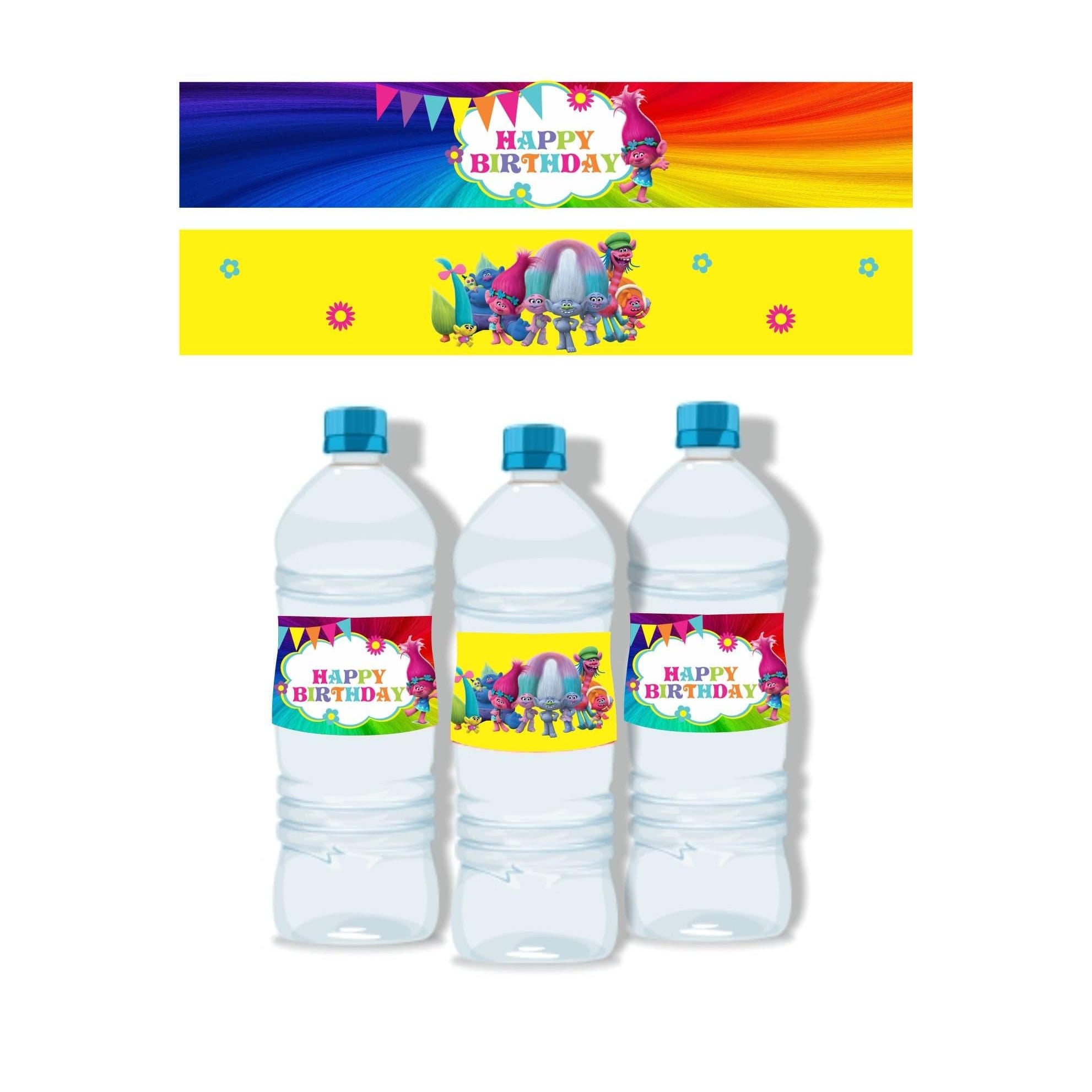 Trolls Theme Water Bottle Labels THEME PARTIES Pretty UR Party