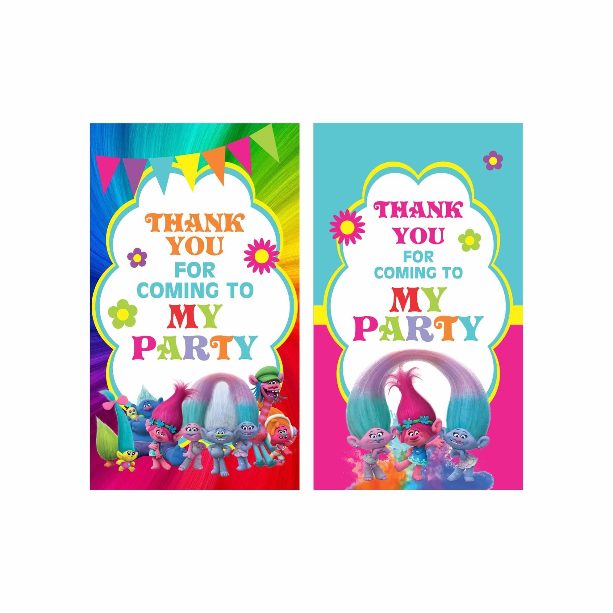 Trolls Theme Thank you Tags THEME PARTIES Pretty UR Party