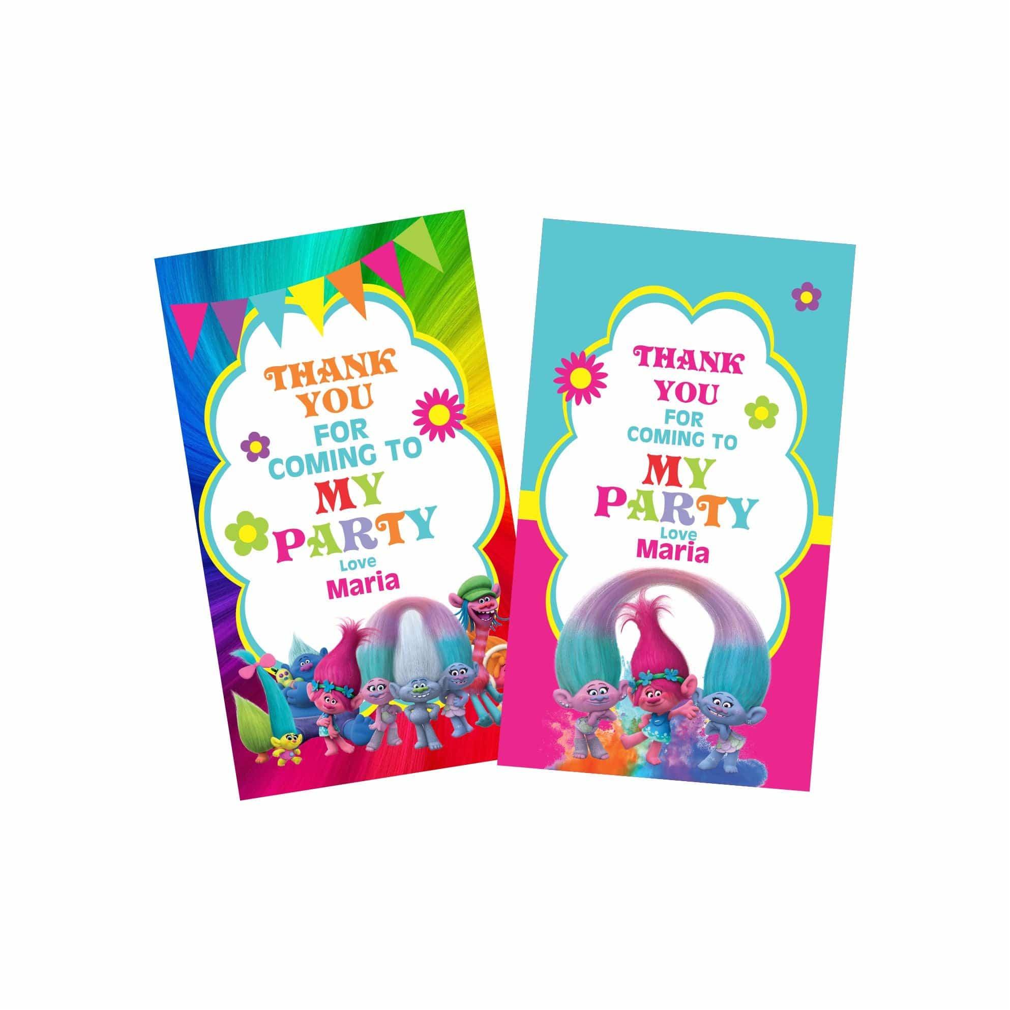 Trolls Theme Thank you Tags THEME PARTIES Pretty UR Party