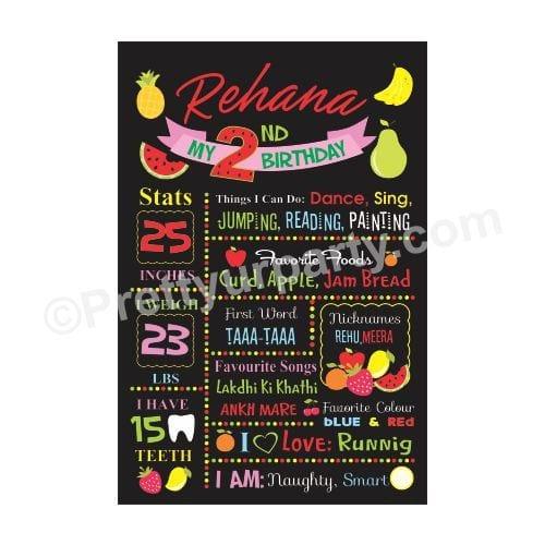 Tutti Fruity Theme Chalkboard Poster PERSONALISED Pretty UR Party
