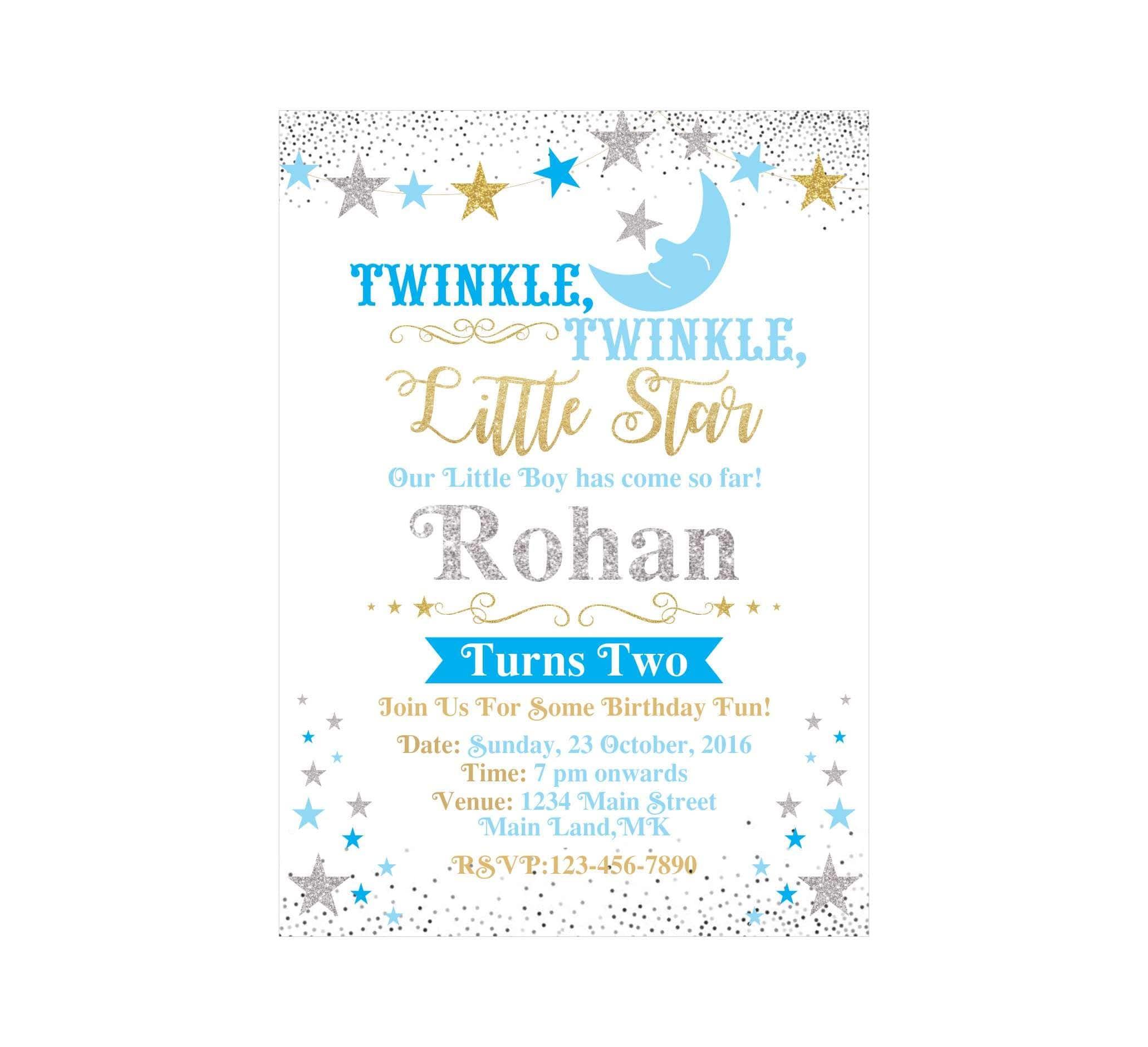 Twinkle Twinkle Little Star Boy E-Invitations BIRTHDAYS Pretty UR Party