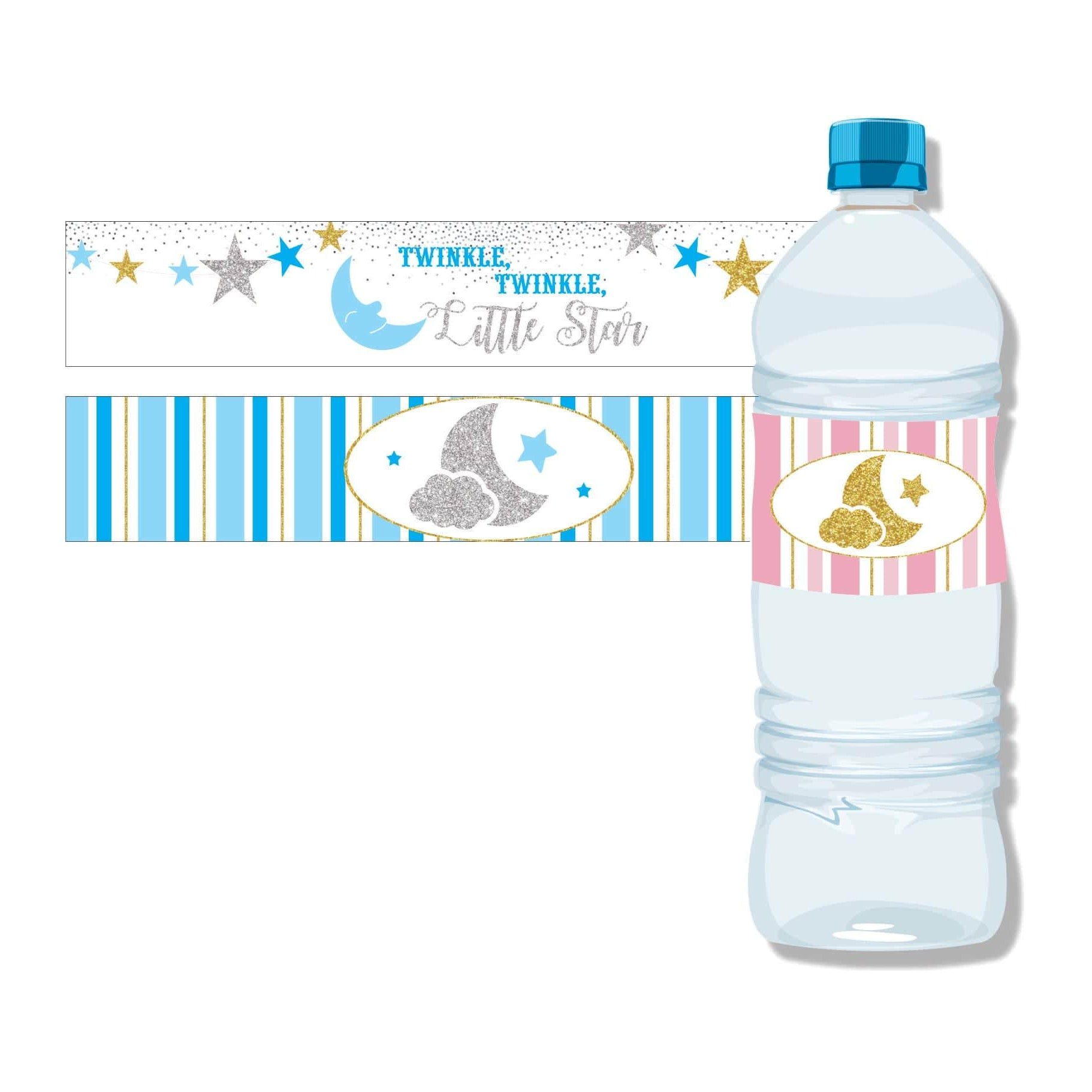 Twinkle Twinkle Little Star Boy Water Bottle Labels THEME PARTIES Pretty UR Party