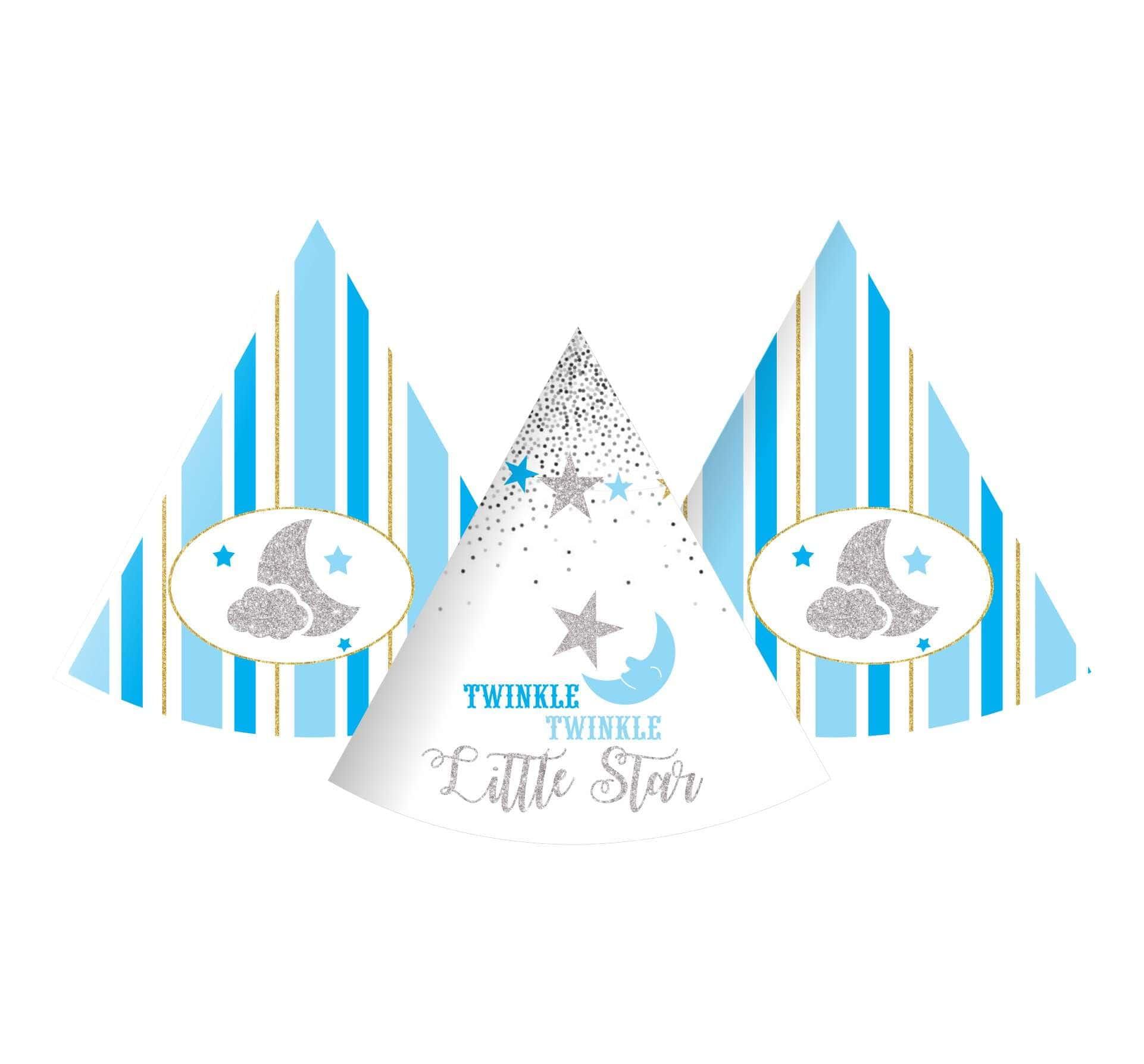 Twinkle Twinkle Little Star Boy Theme Hats - Pack of 10 THEME PARTIES Pretty UR Party