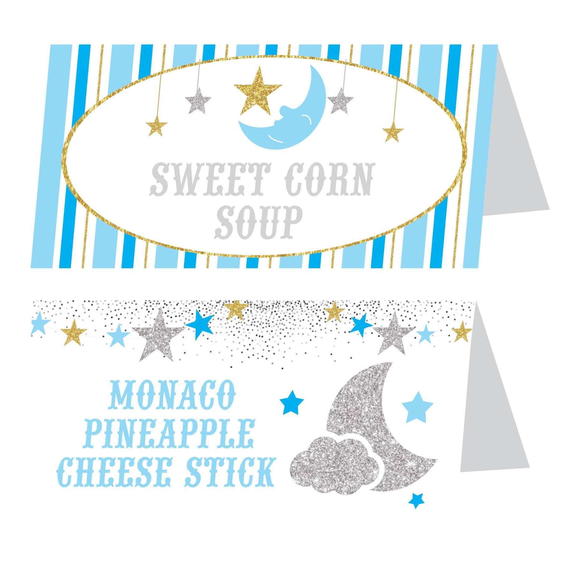 Twinkle Twinkle Little Star Boy Food Labels / Buffet Table Cards THEME PARTIES Pretty UR Party