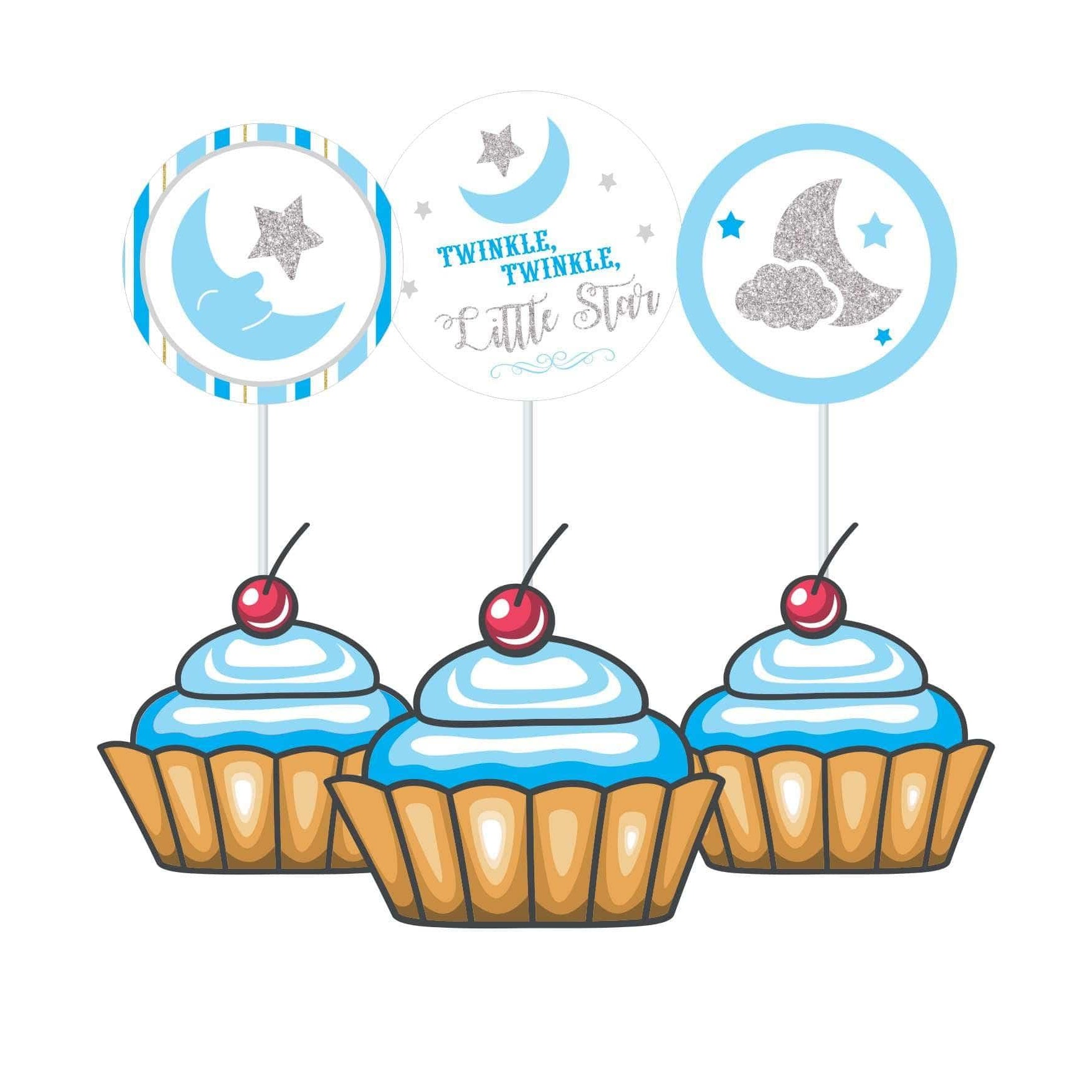 Twinkle Twinkle Little Star Boy Cupcake Toppers THEME PARTIES Pretty UR Party