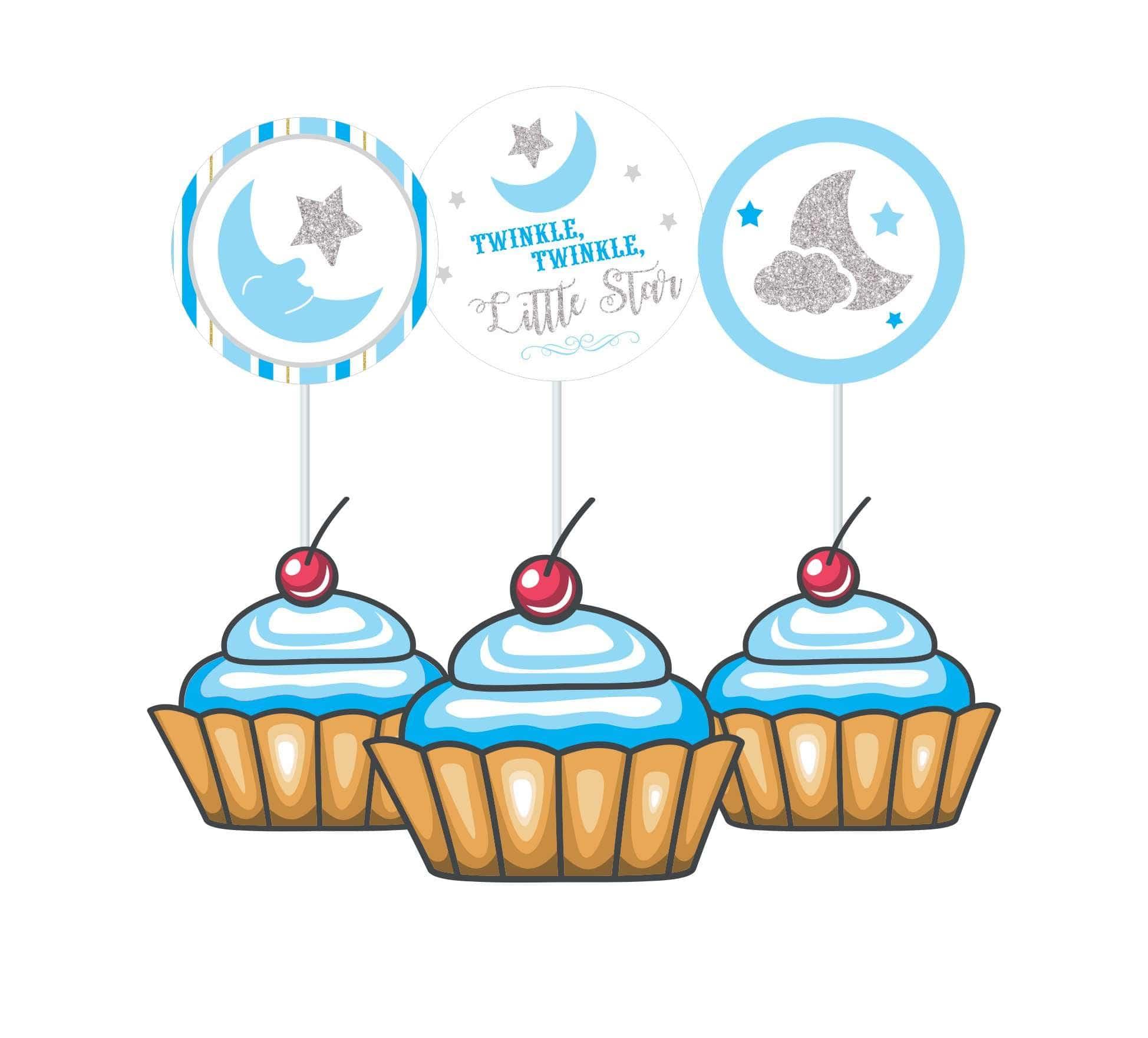 Twinkle Twinkle Little Star Boy Cupcake Toppers THEME PARTIES Pretty UR Party