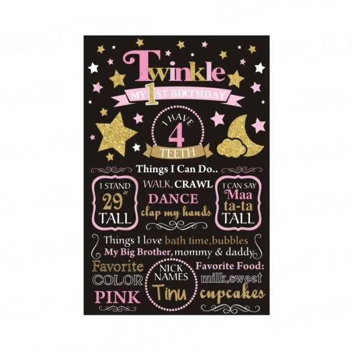 Twinkle Twinkle Little Star Chalkboard Poster - Girl