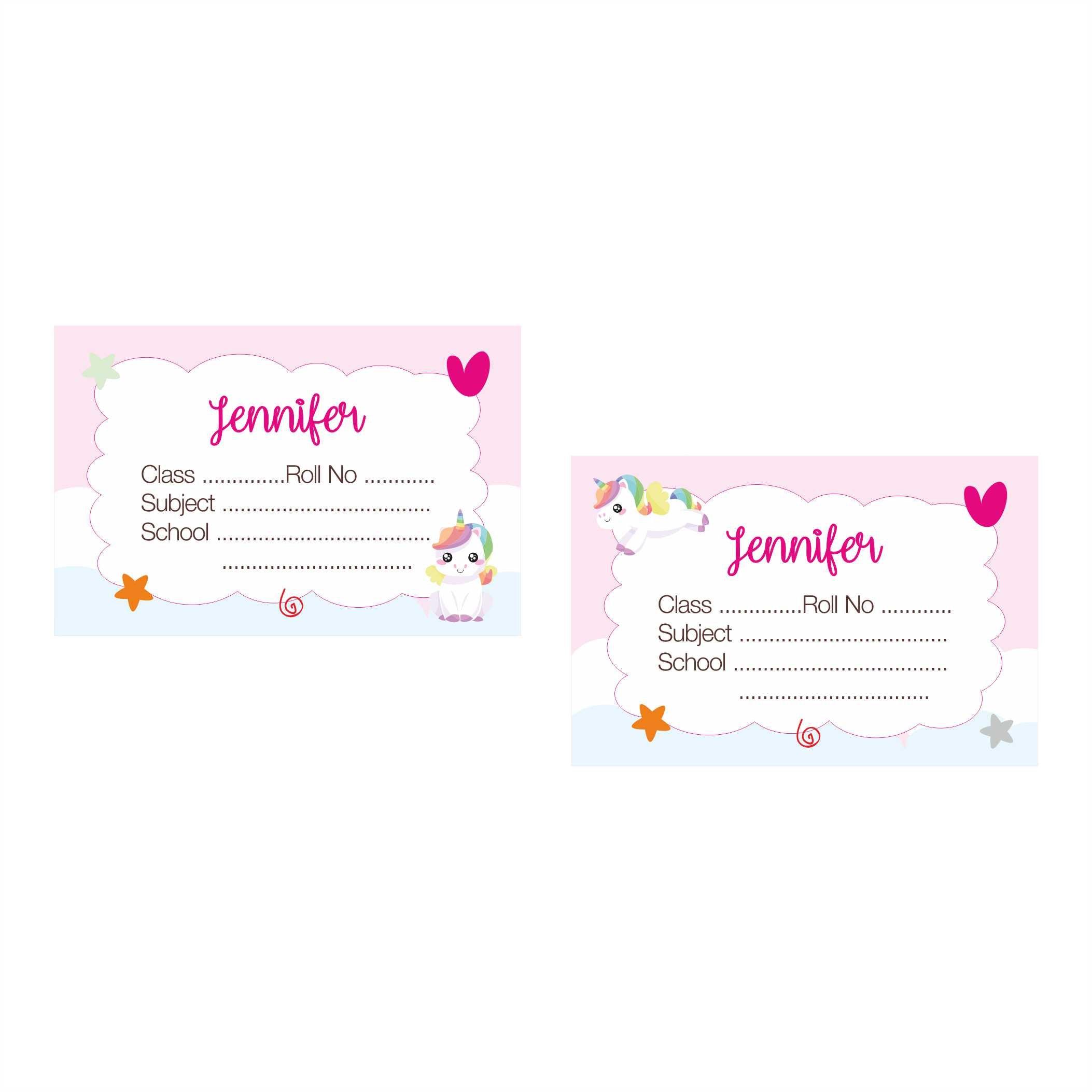 Unicorn Book Name Labels PERSONALISED Pretty UR Party