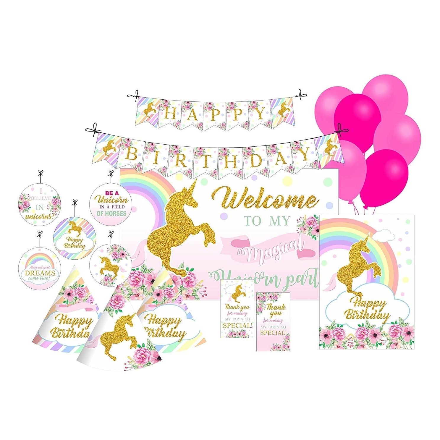 Unicorn Party Decorations Kit - 80 pieces combo Pack THEME PARTIES Pretty UR Party