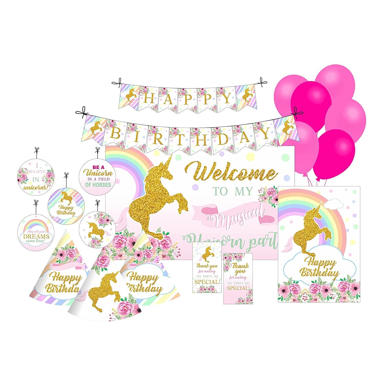 Unicorn Party Decorations Kit - 80 pieces combo Pack THEME PARTIES Pretty UR Party