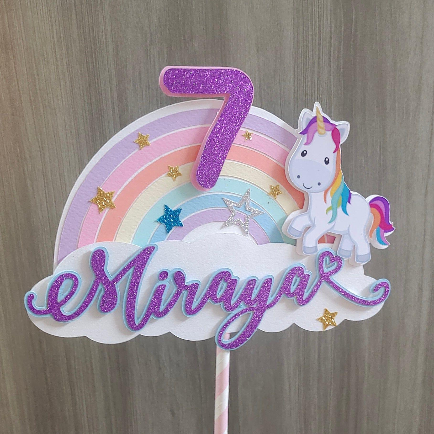 Unicorn Cake Topper - Design 2 HANDCRAFTED Pretty UR Party