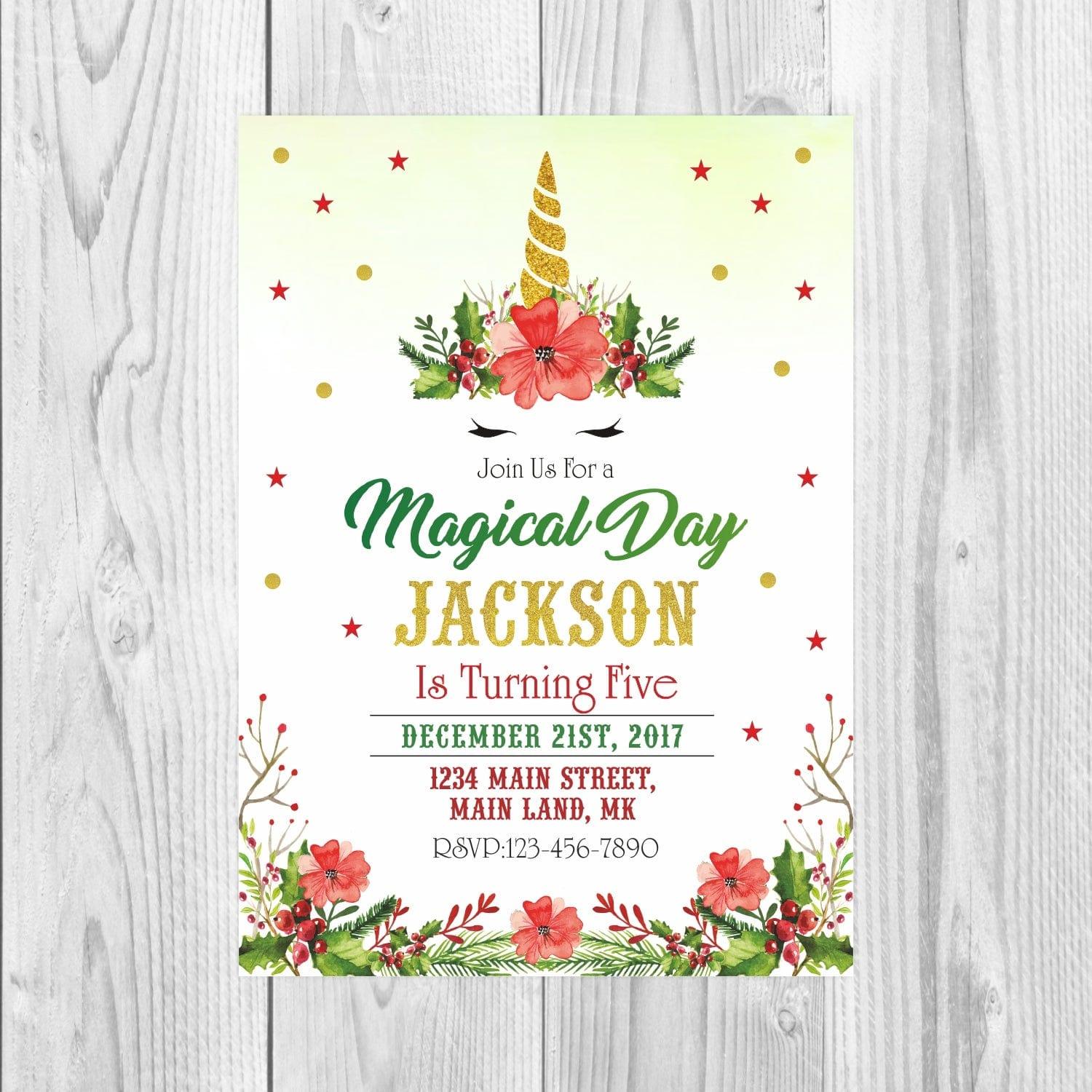 Christmas Unicorn Invitations ALL PARTY SUPPLIES Pretty UR Party
