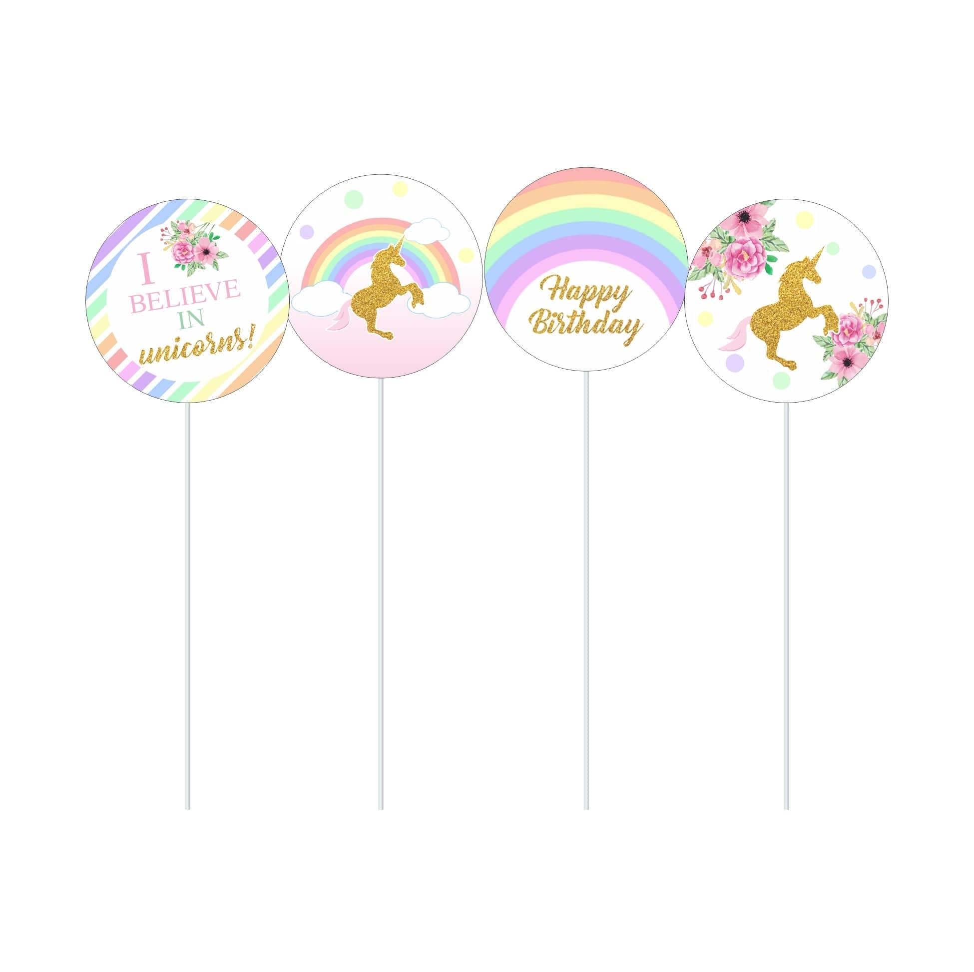 Unicorn Theme Cupcake Toppers THEME PARTIES Pretty UR Party