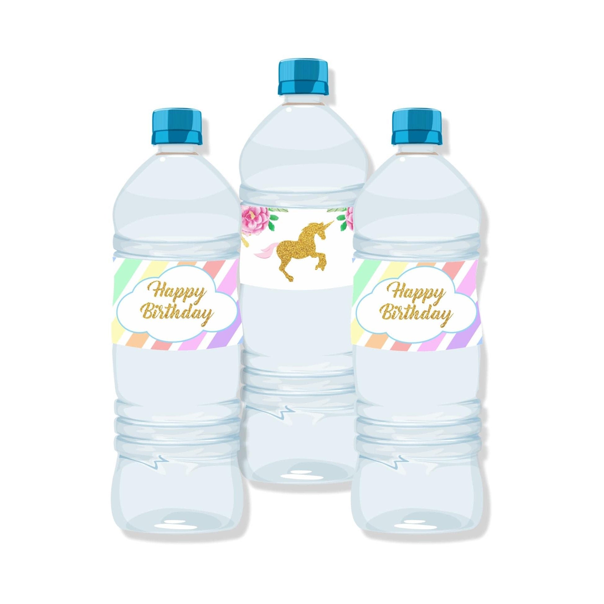 Unicorn Water Bottle Labels THEME PARTIES Pretty UR Party