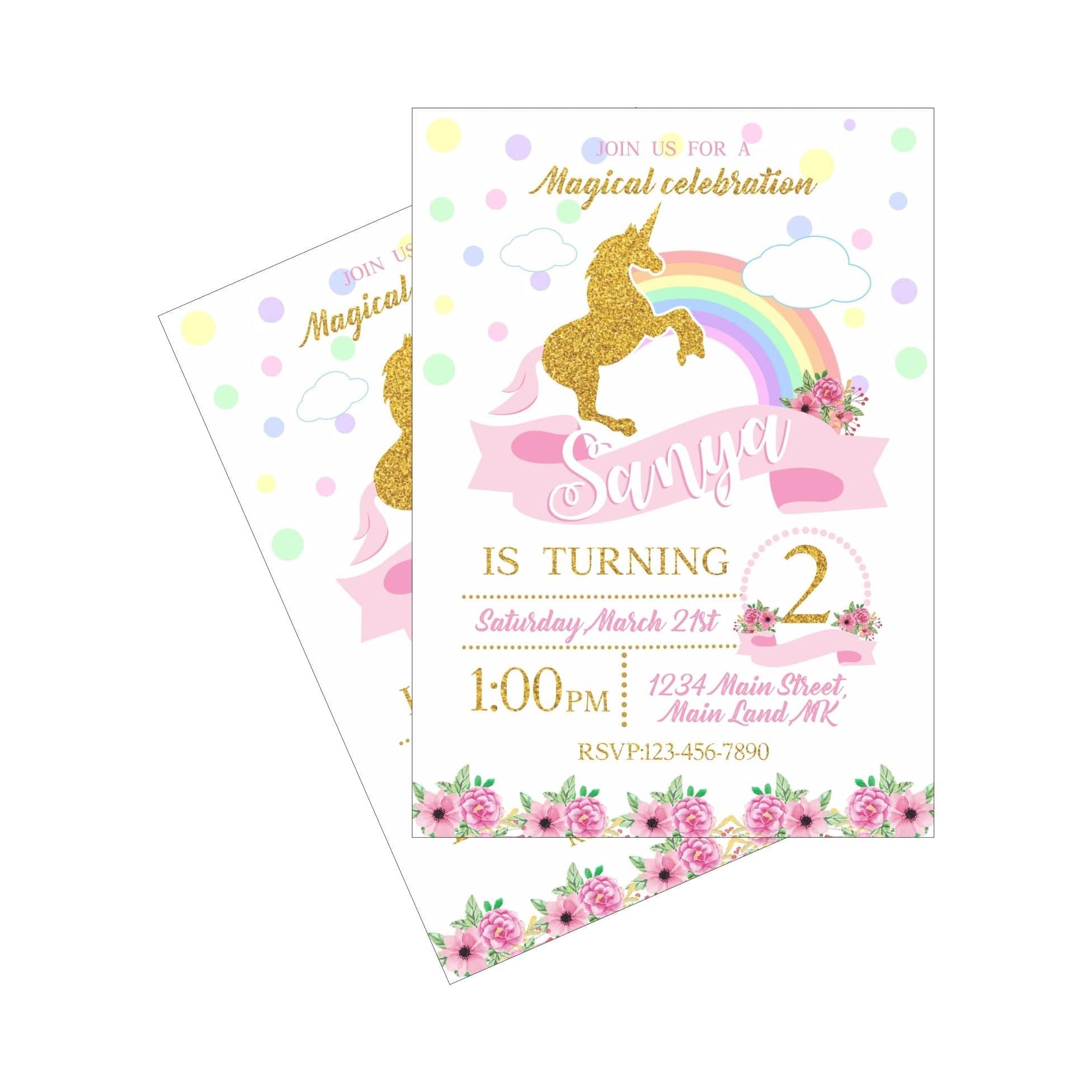 Unicorn Theme Invitations ALL PARTY SUPPLIES Pretty UR Party