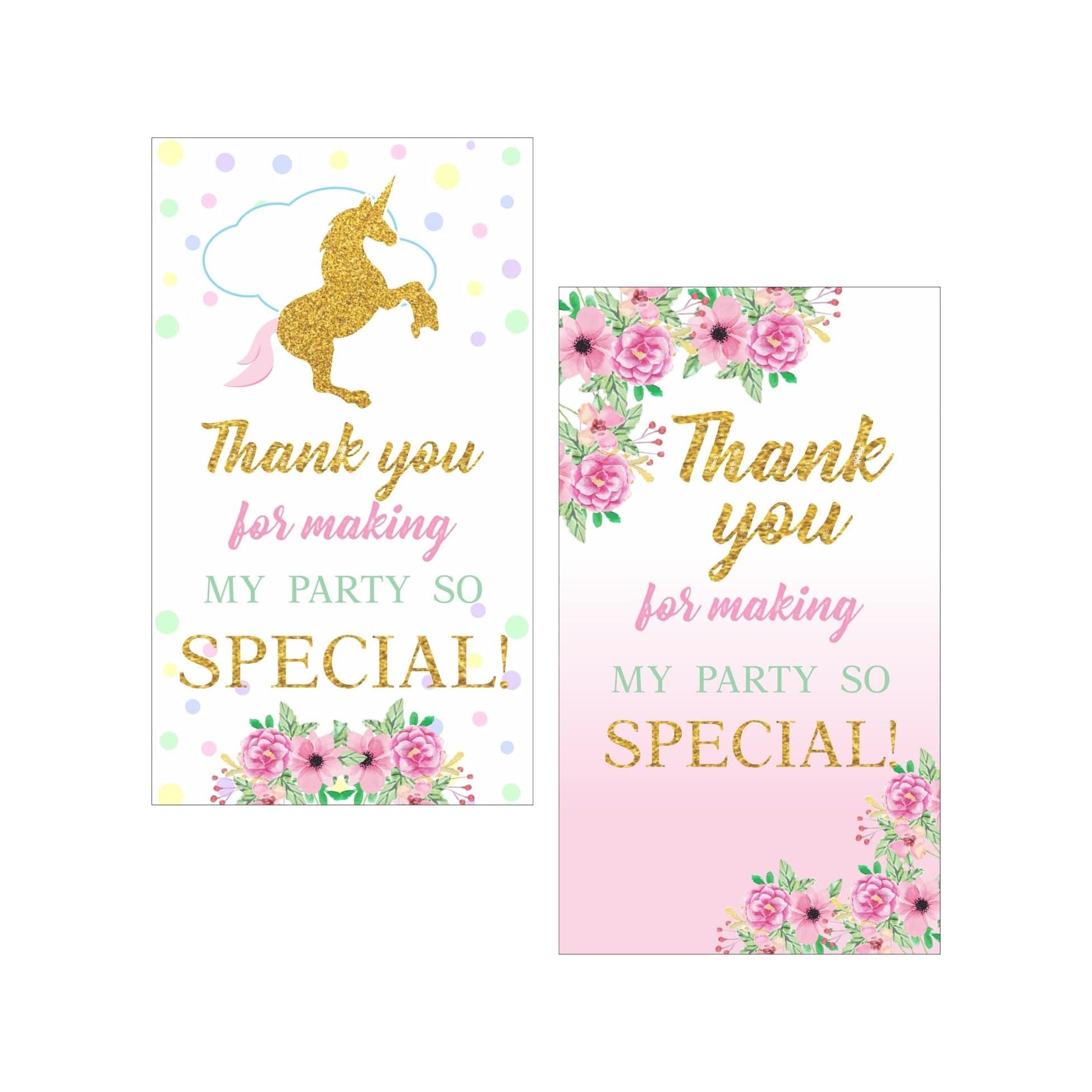 Unicorn Theme Thank you Tags THEME PARTIES Pretty UR Party