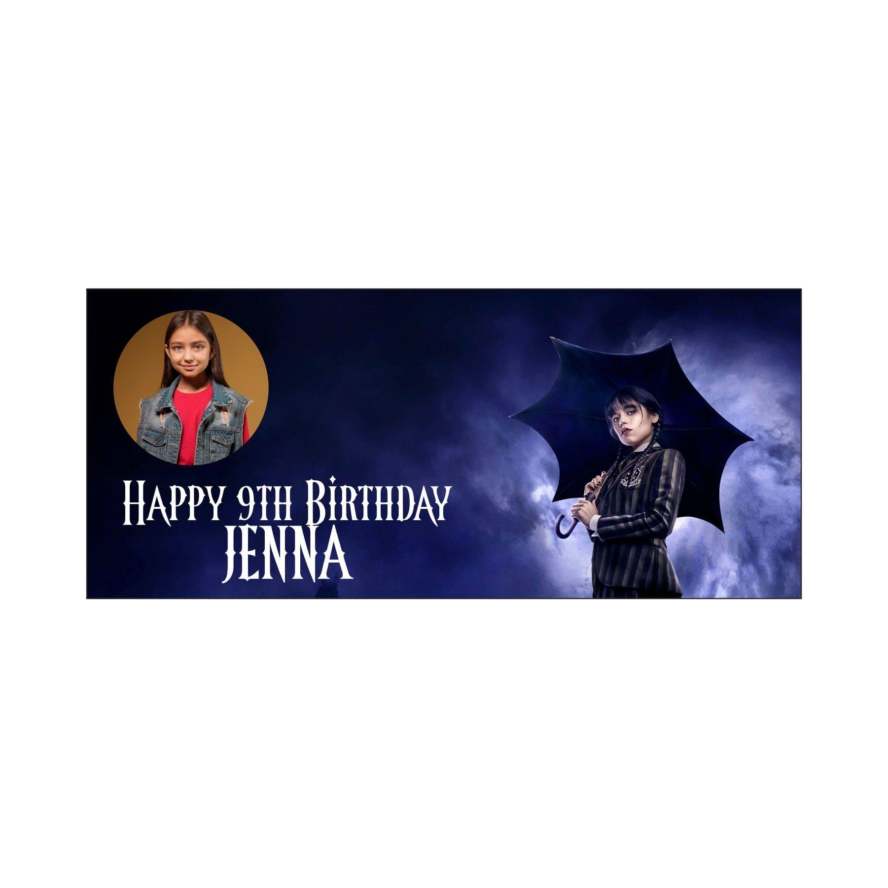 Personalized Wednesday Theme Banner - 13 x 30 inch ALL PARTY SUPPLIES Pretty UR Party