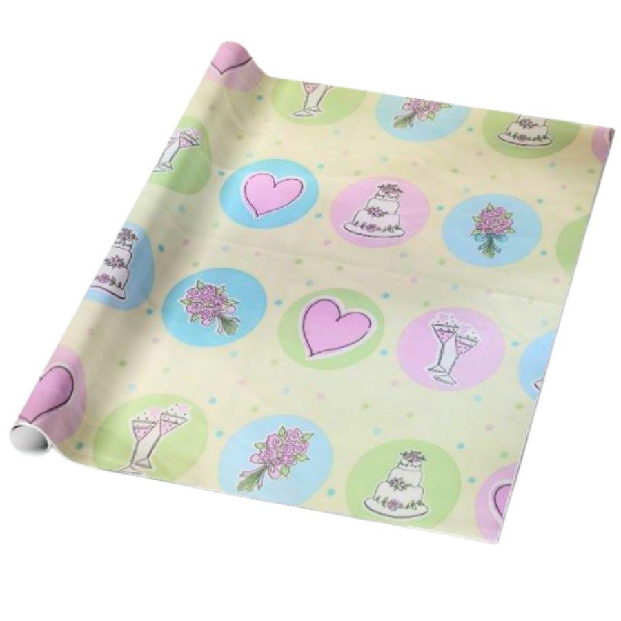 Cakes & Hearts Wedding Wrapping Paper (Pack of 5) RETURN GIFTS Pretty UR Party