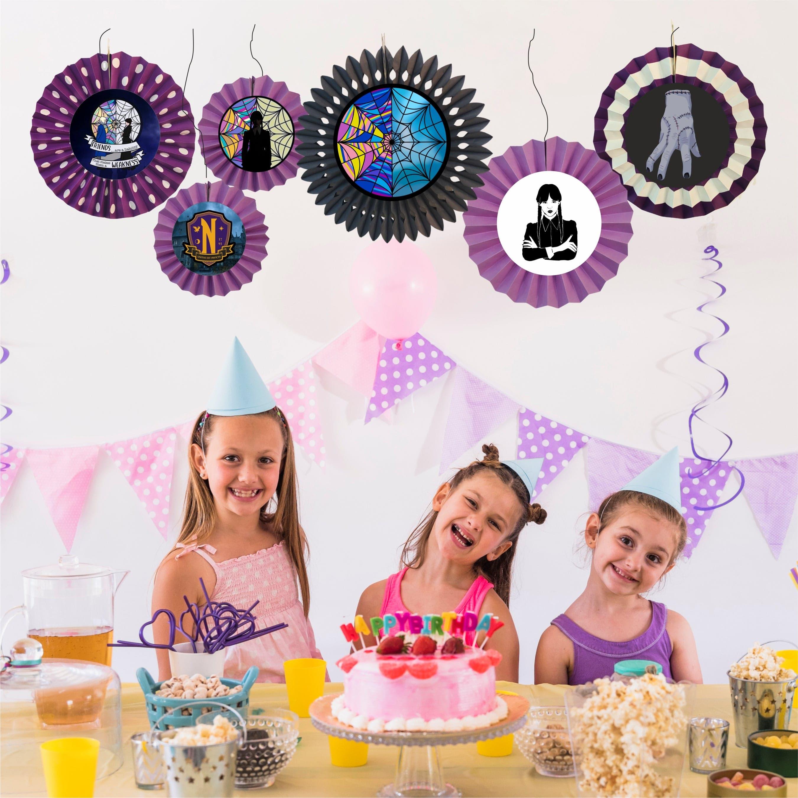 Wednesday Paper Fans - Set of 6 DECORATIONS Pretty UR Party