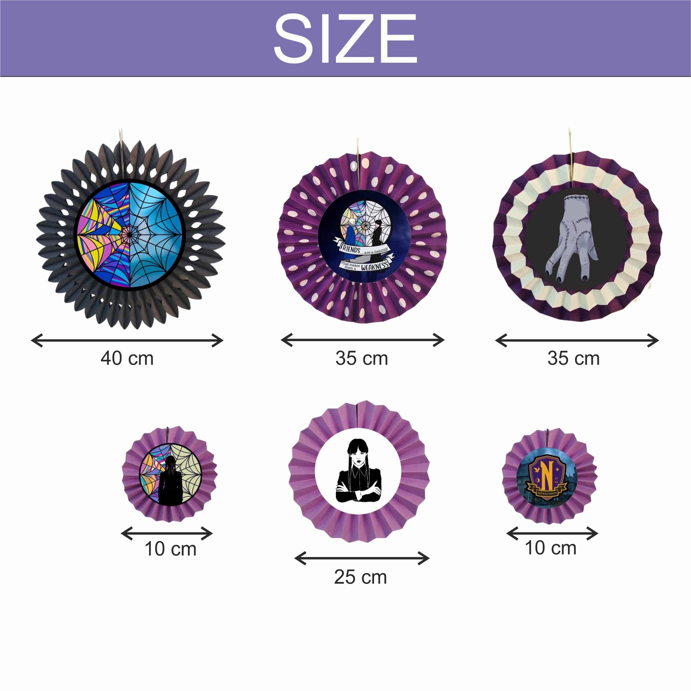 Wednesday Paper Fans - Set of 6 DECORATIONS Pretty UR Party