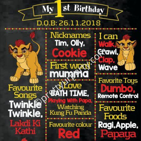 Lion King Theme Chalkboard Poster PERSONALISED Pretty UR Party