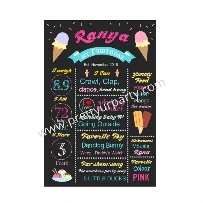 Ice Cream Theme Chalkboard Poster PERSONALISED Pretty UR Party