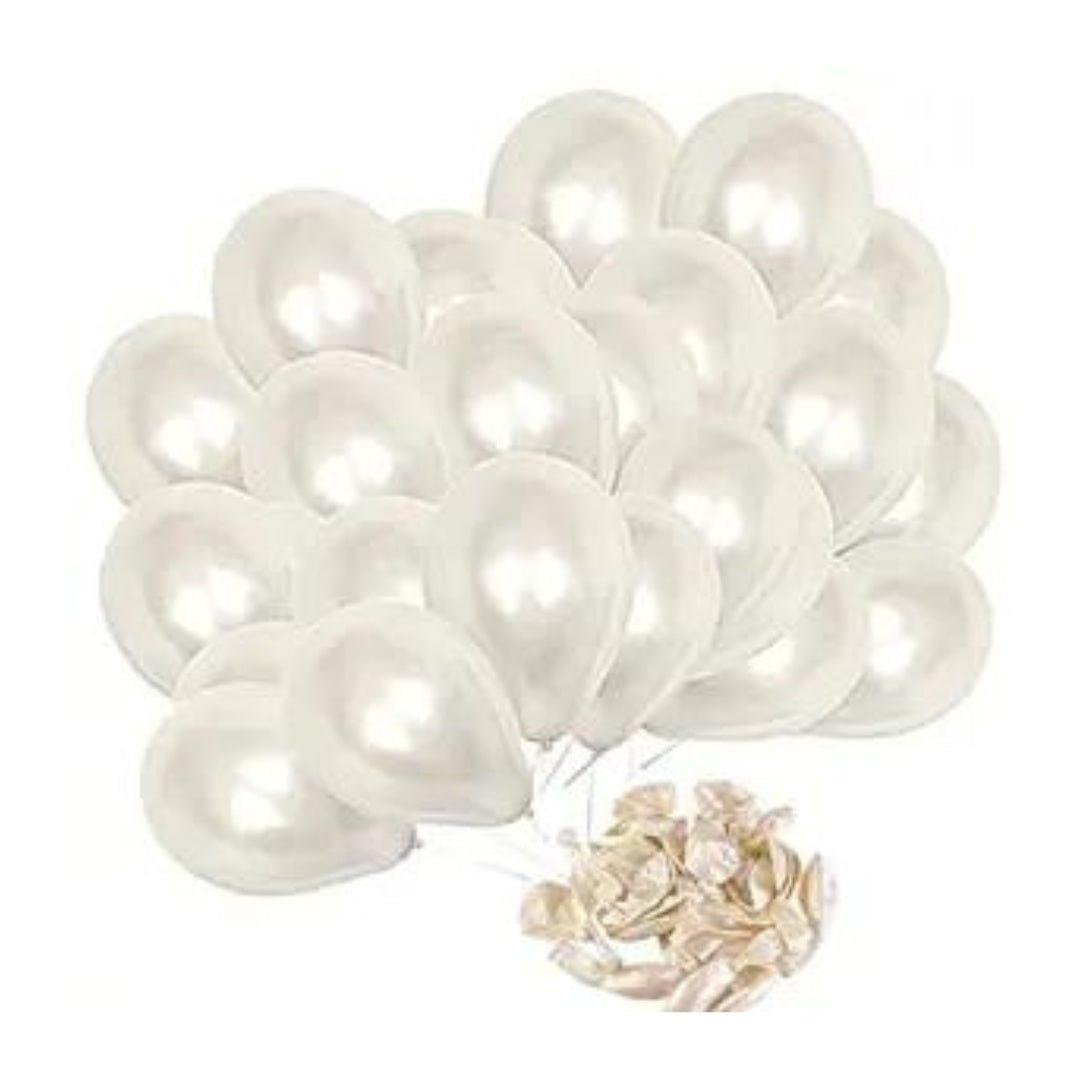 White Metallic Latex Balloon BALLOONS Pretty UR Party