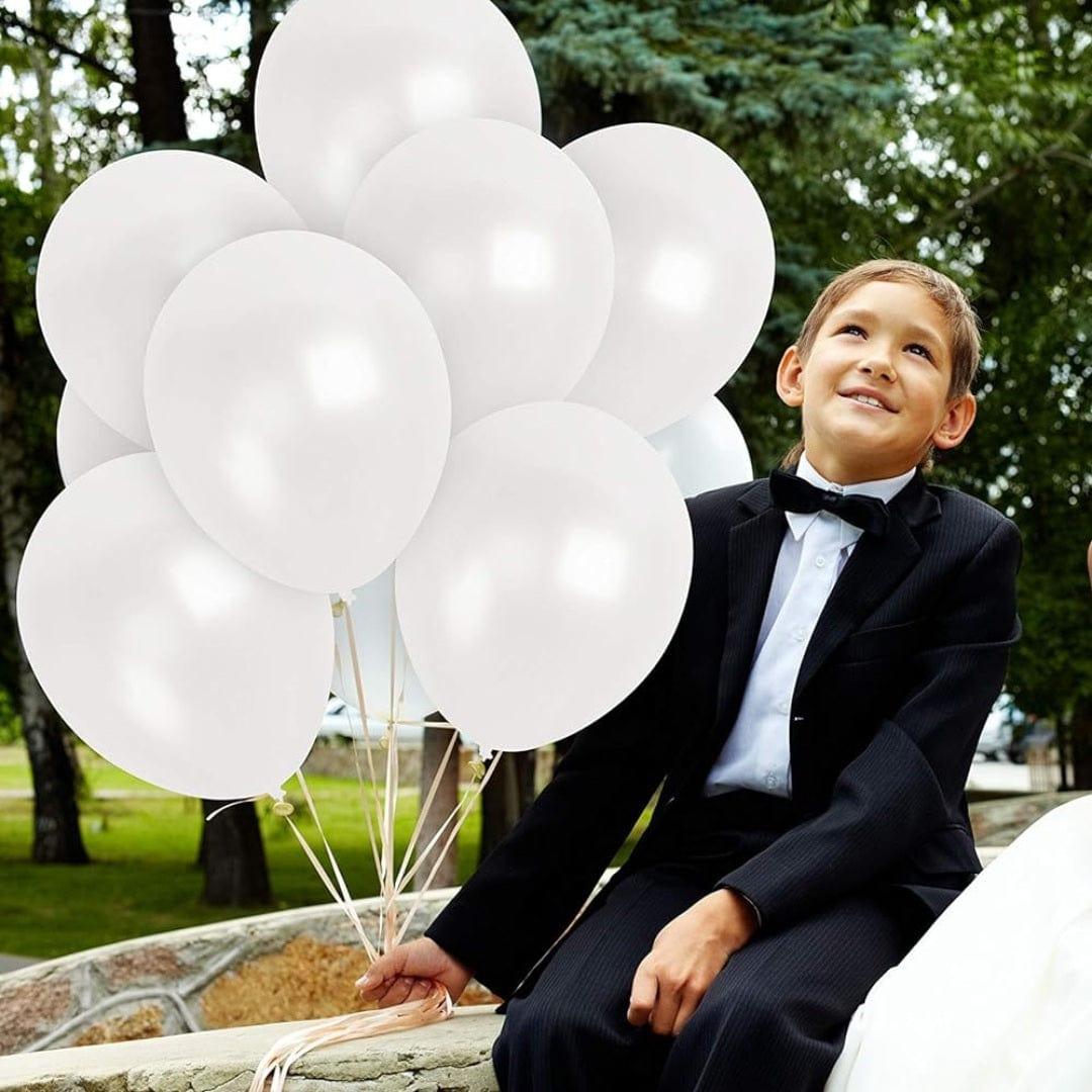 White Metallic Latex Balloon BALLOONS Pretty UR Party