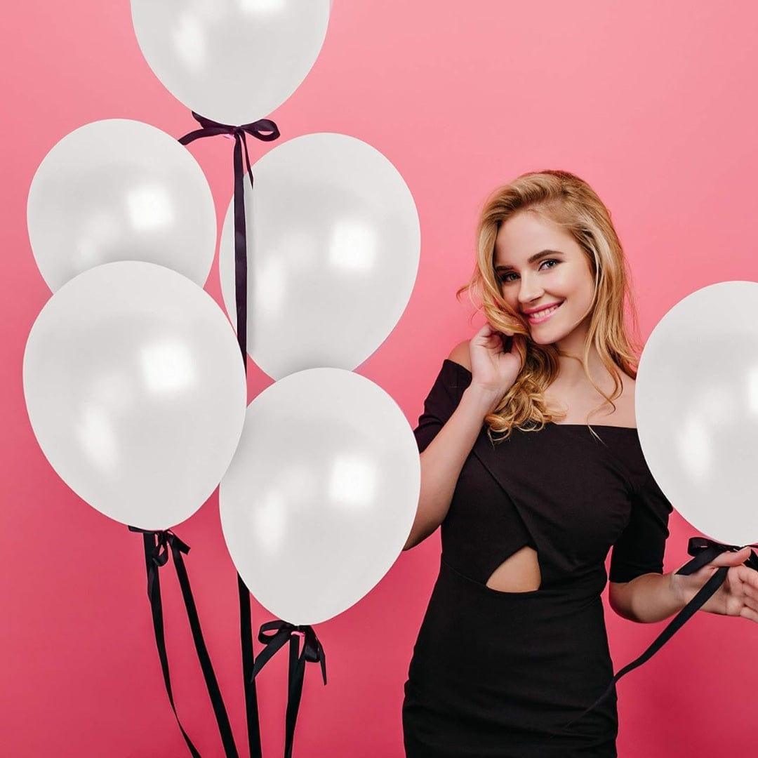 White Metallic Latex Balloon BALLOONS Pretty UR Party