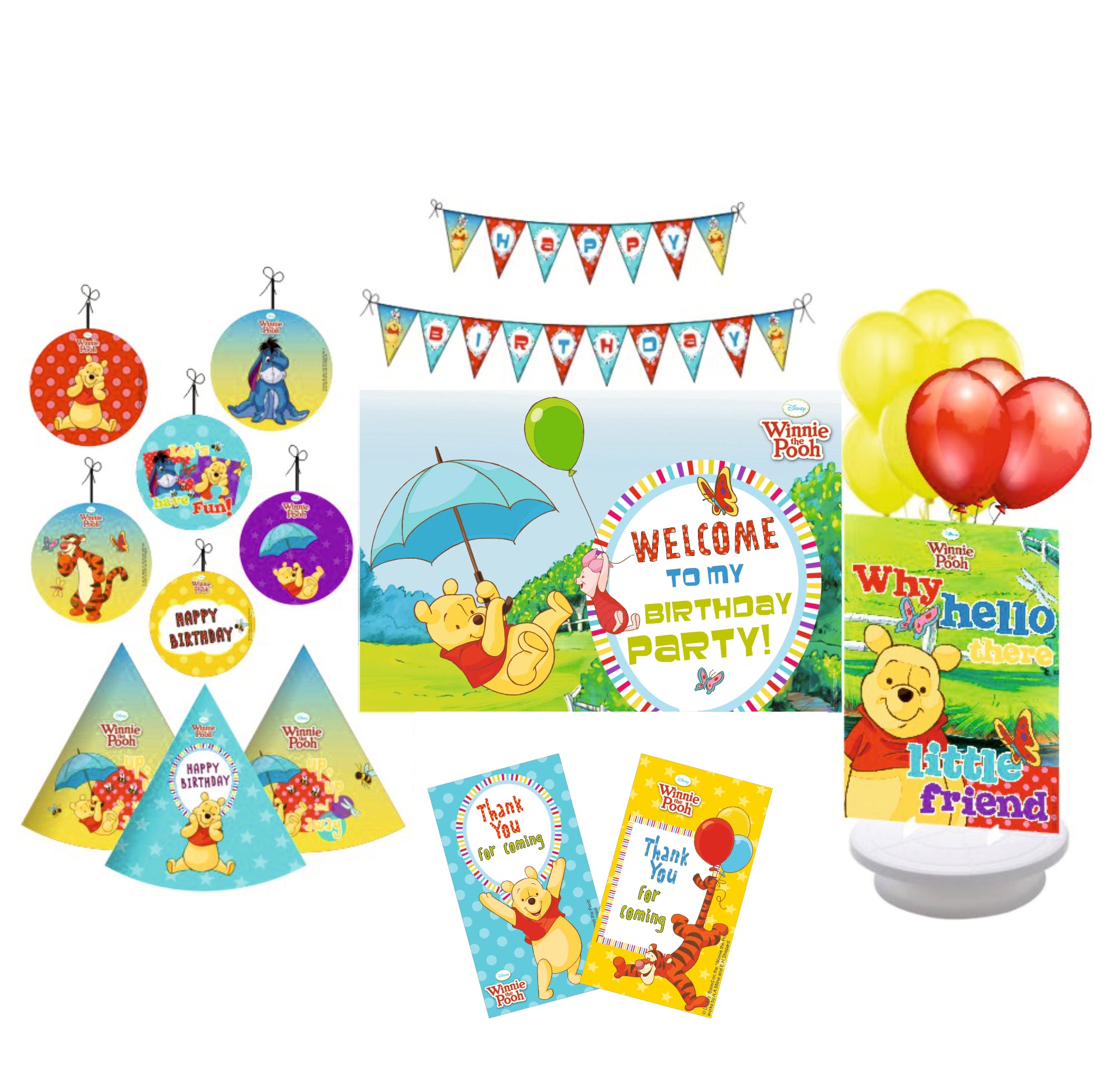 Disney Winnie the Pooh Party Decorations Kit - 80 pieces combo pack THEME PARTIES Pretty UR Party