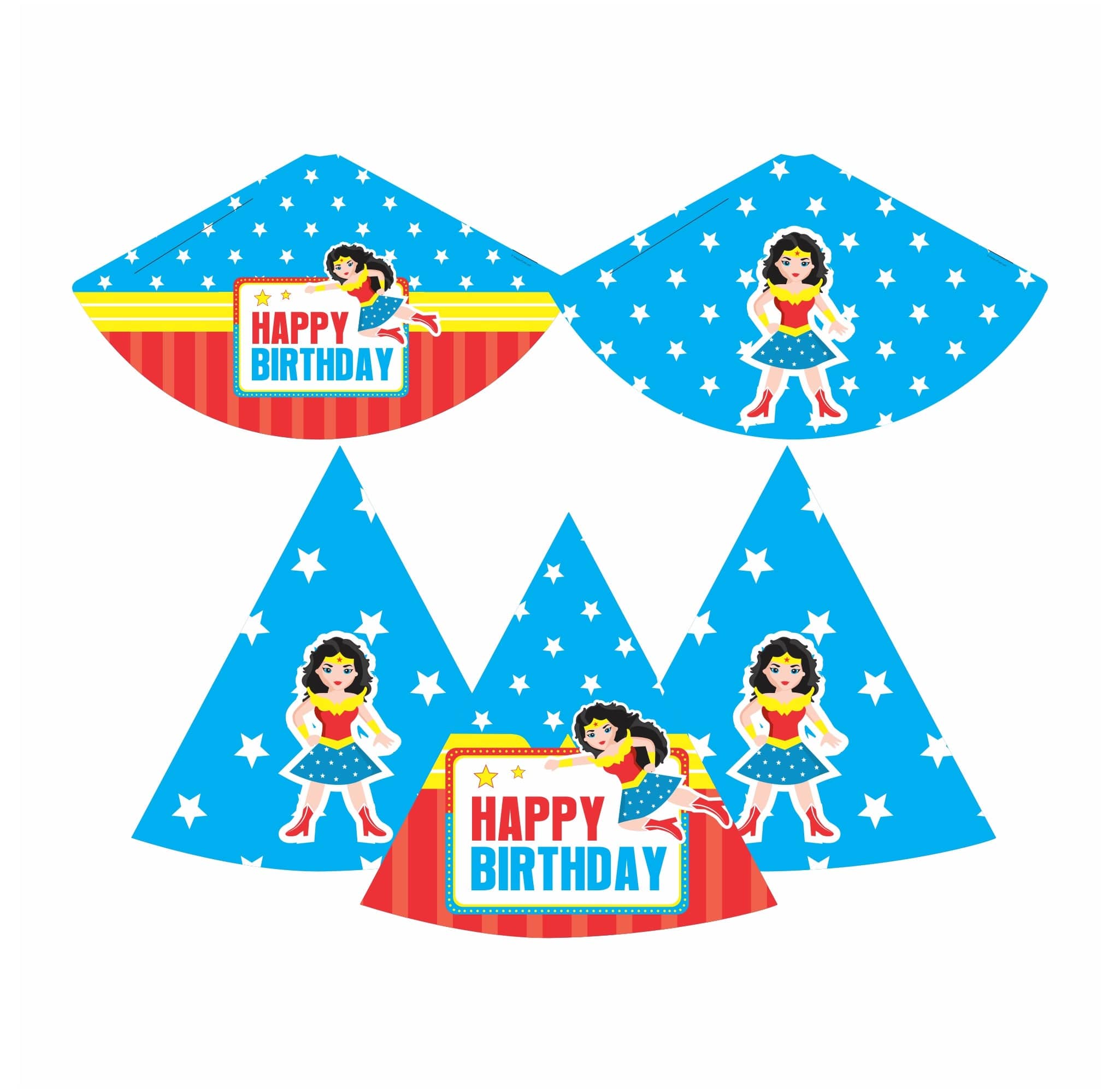 Wonder Woman Theme Hats - Pack of 10 THEME PARTIES Pretty UR Party