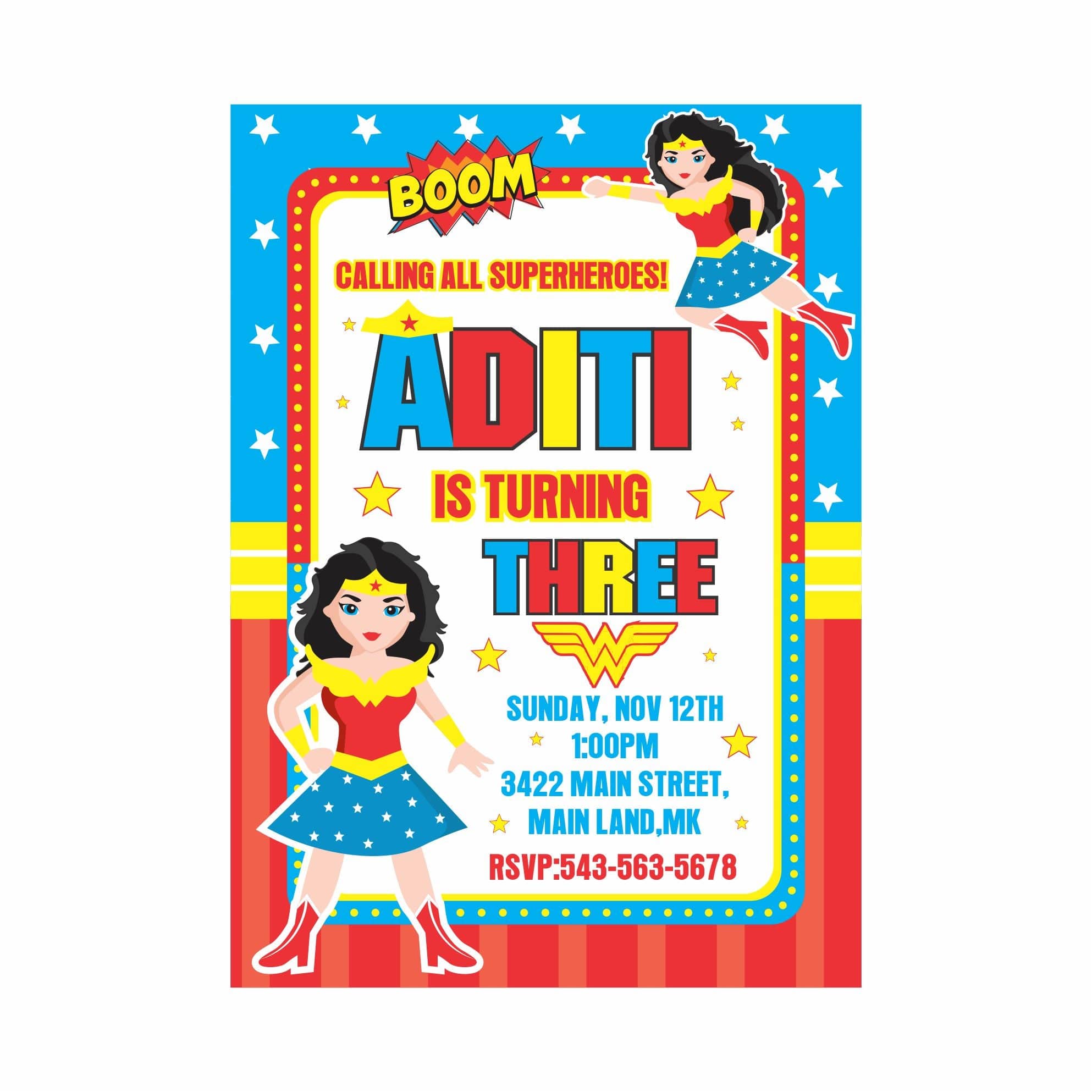 Wonder Woman Theme Invitations ALL PARTY SUPPLIES Pretty UR Party