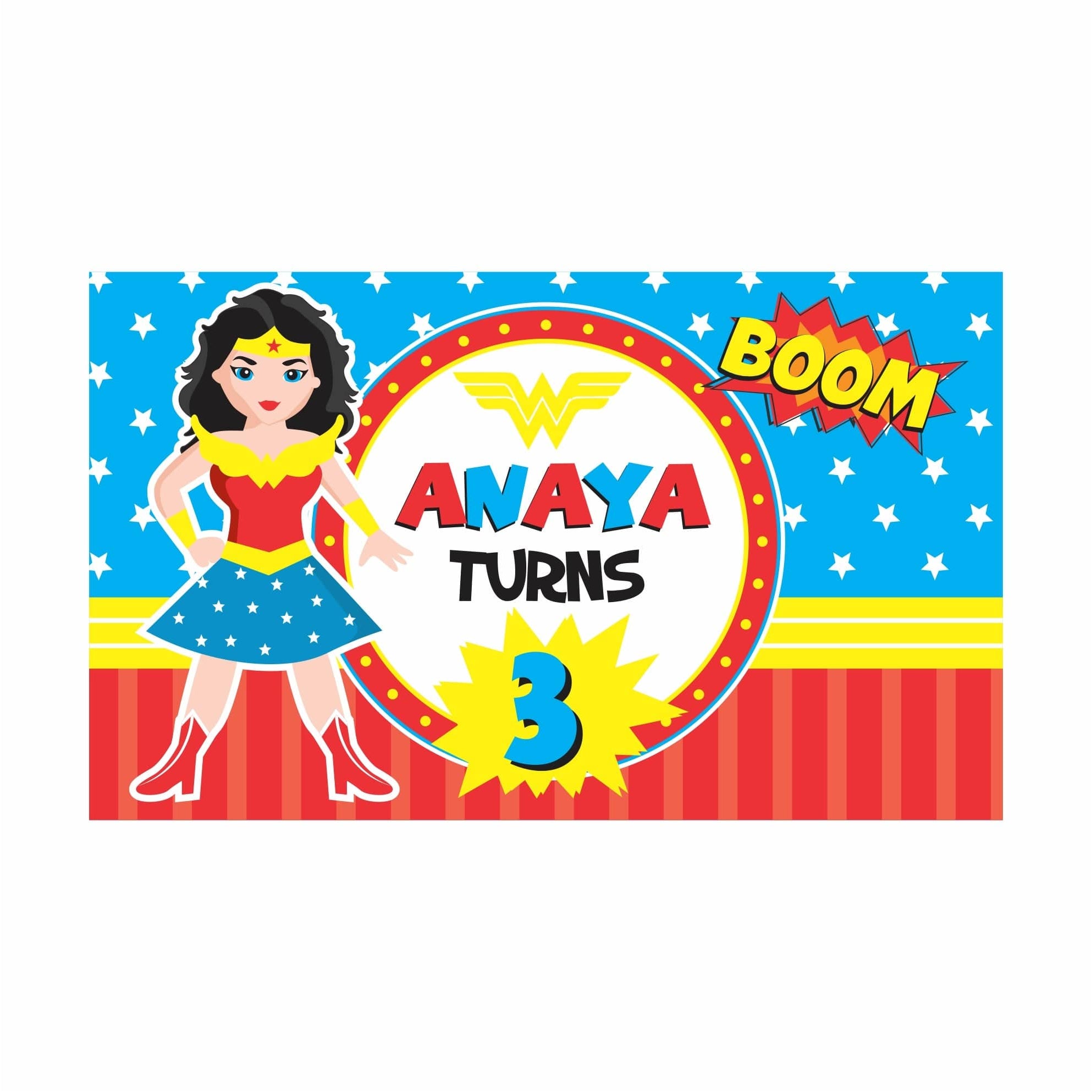 Wonder Woman Theme Backdrop PERSONALISED Pretty UR Party Wonder Woman Theme Backdrop PERSONALISED Pretty UR Party
