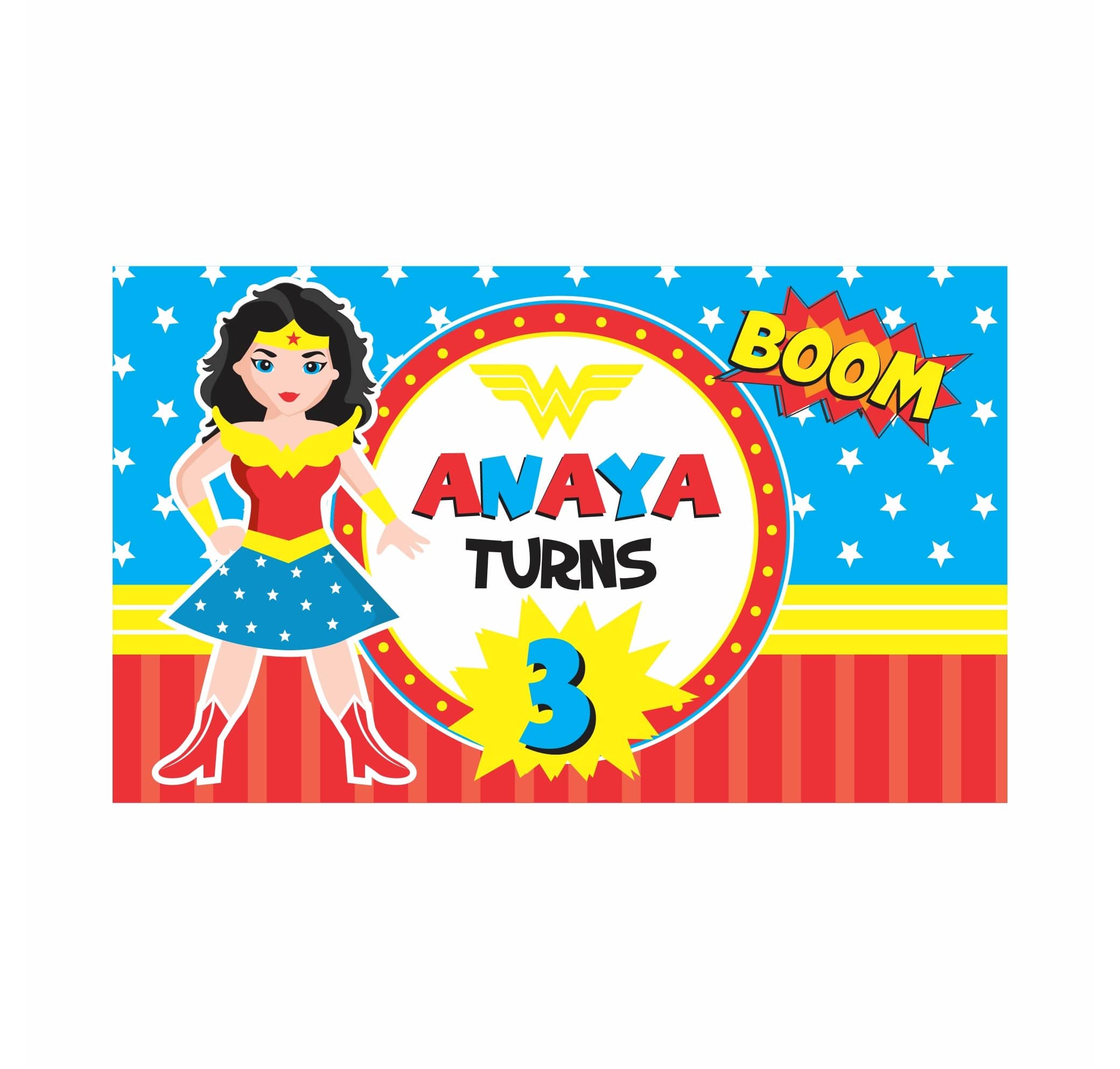 Wonder Woman Theme Backdrop PERSONALISED Pretty UR Party