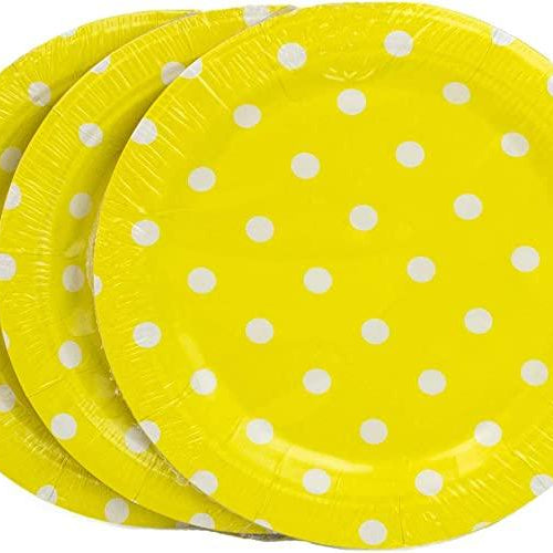 Yellow Polka Dots Paper Plates - Pack of 10 THEME PARTIES Pretty UR Party