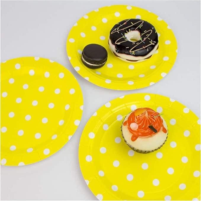 Yellow Polka Dots Paper Plates - Pack of 10 THEME PARTIES Pretty UR Party