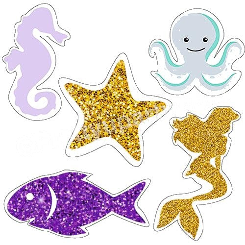 Aqua Mermaid Theme Cutouts