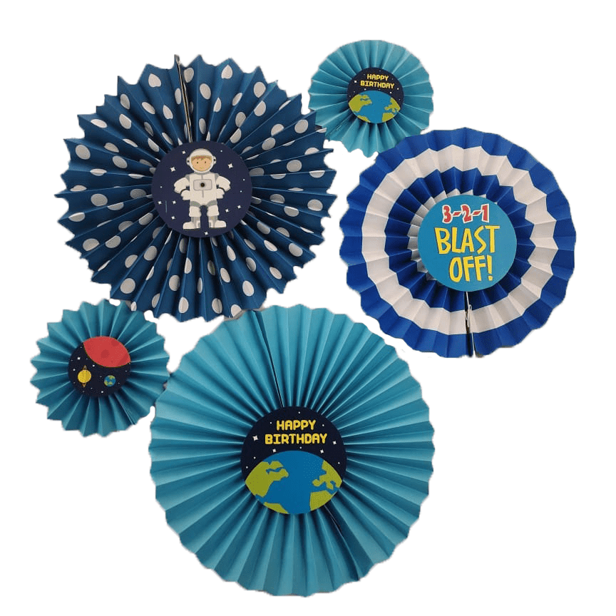 Space Paper Fans - Set of 5 DECORATIONS Pretty UR Party