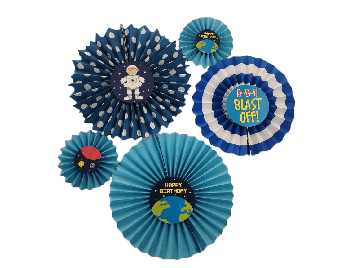 Space Paper Fans - Set of 5 DECORATIONS Pretty UR Party