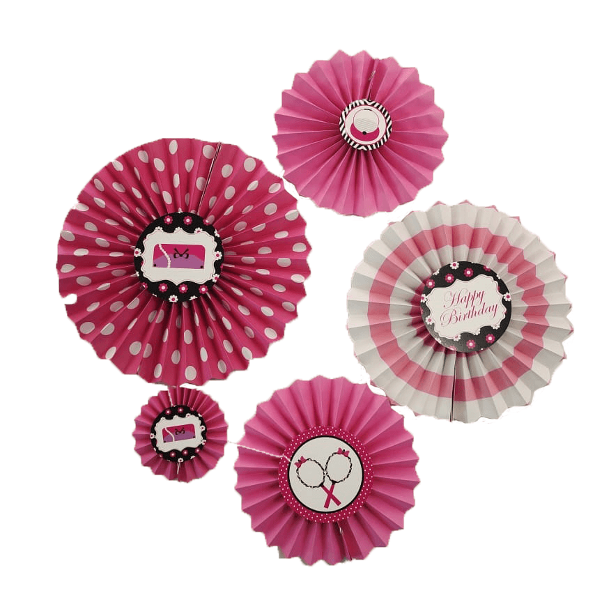 Glam Diva Paper Fans - Set of 5 DECORATIONS Pretty UR Party