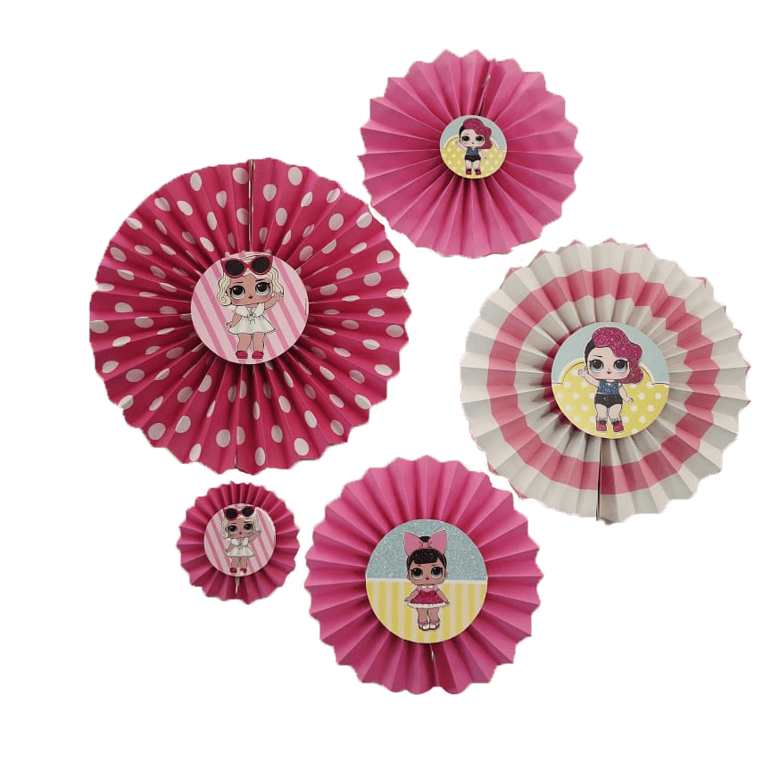 LOL Surprise Paper Fans - Set of 5 DECORATIONS Pretty UR Party