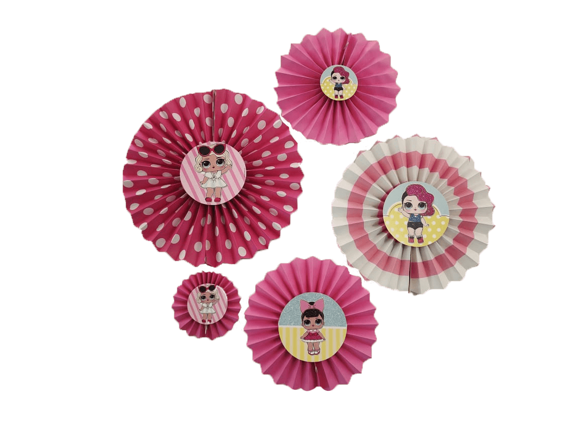 LOL Surprise Paper Fans - Set of 5 DECORATIONS Pretty UR Party